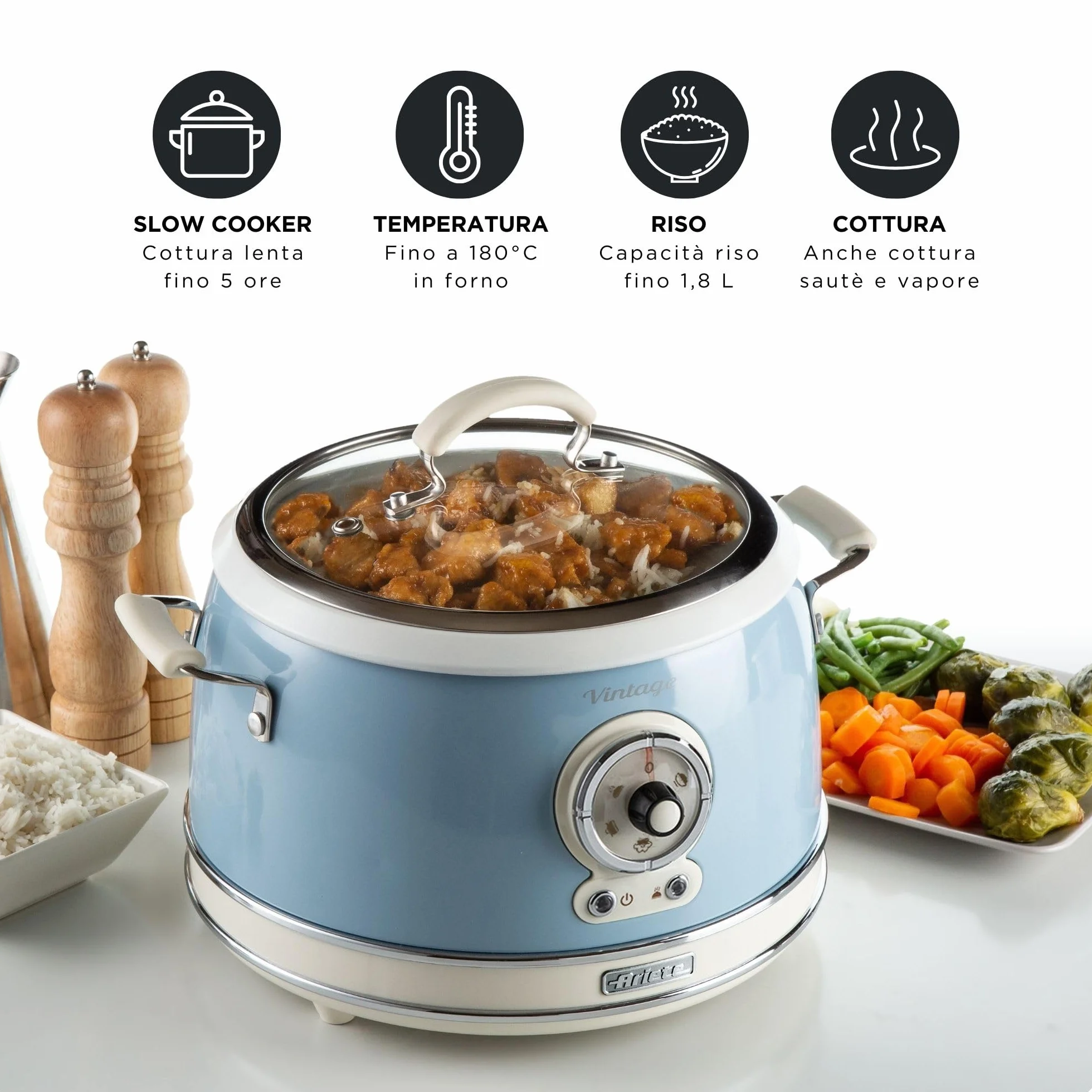 Ariete 2904 Rice Cooker Multicooker 3.5L 700W Celeste