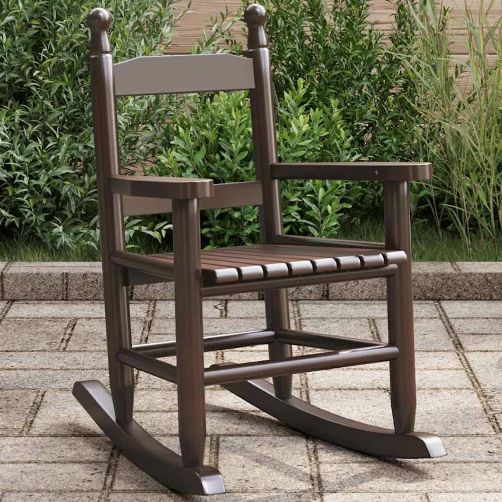 vidaXL Sedia a Dondolo per Bambini Marrone in Legno Massello di Pioppo, Poltrona a Dondolo, Sedia a Dondolo in Legno, Poltrona a Dondolo da Giardino