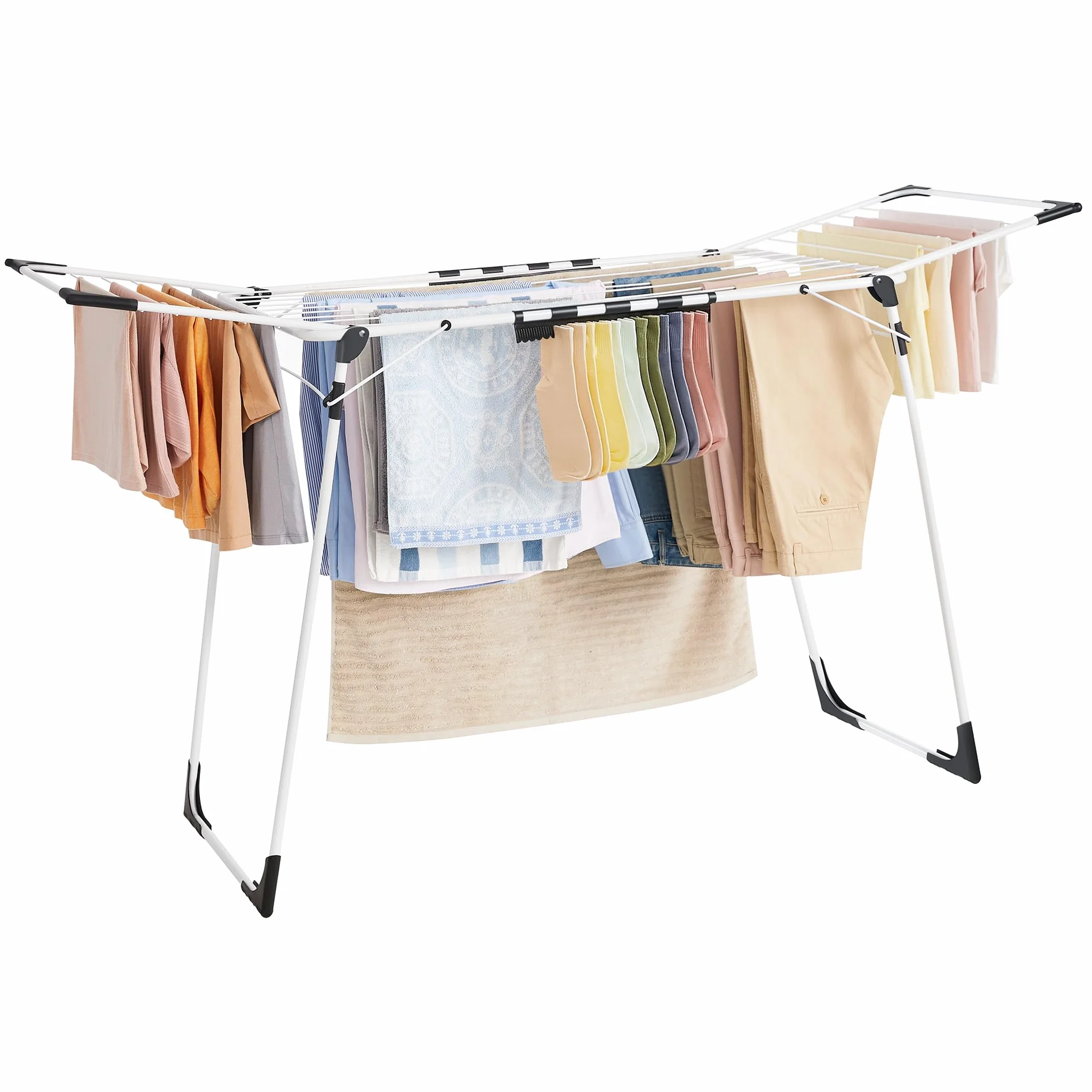 SONGMICS Stendibiancheria metale 56,5 x 173 x 96,5 cm con supporto per calze