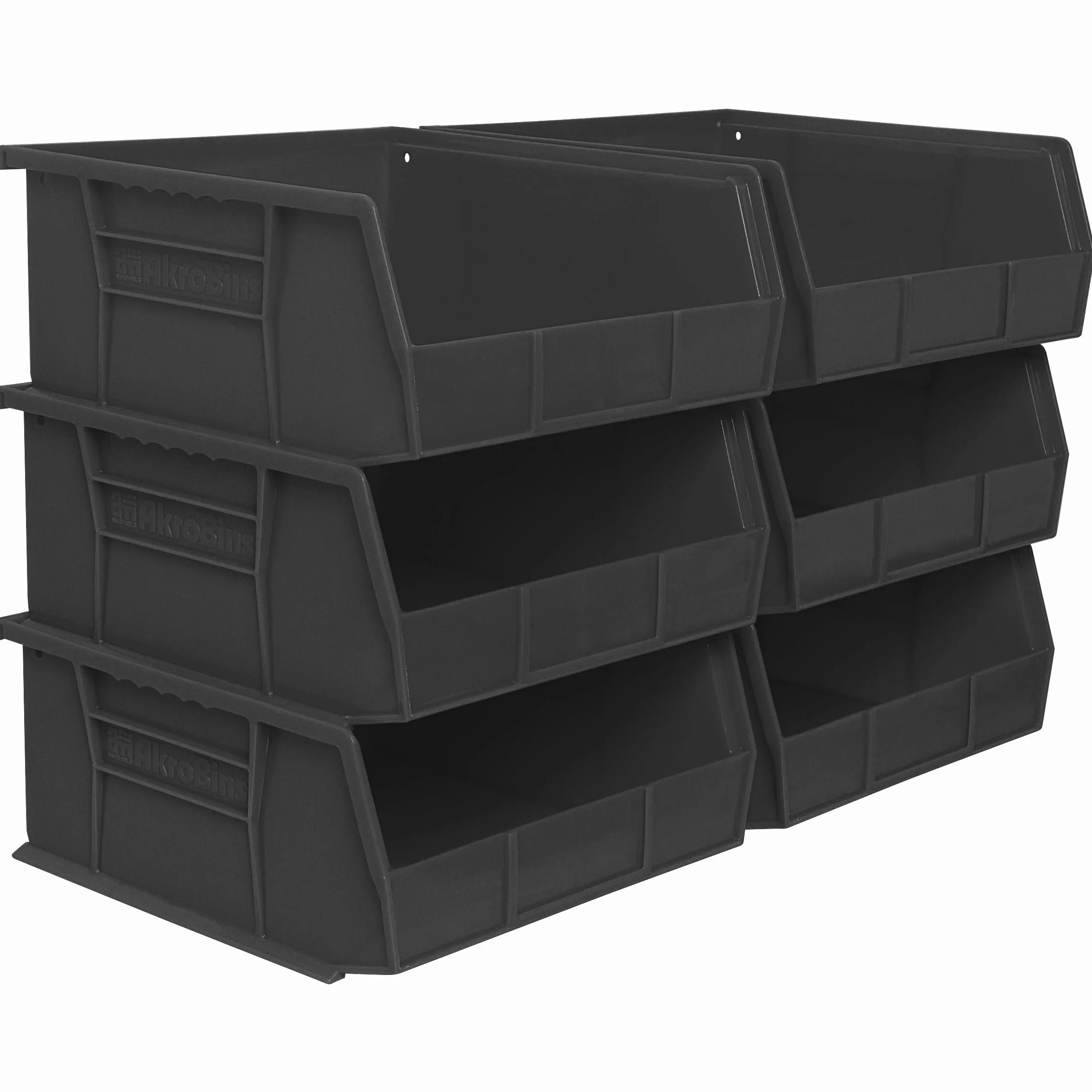 Akro-Mils 30235 AkroBins Plastic Storage Bins, 6-Pack Stackable, 27,6 x 27,9 x 12,7 cm, Nero