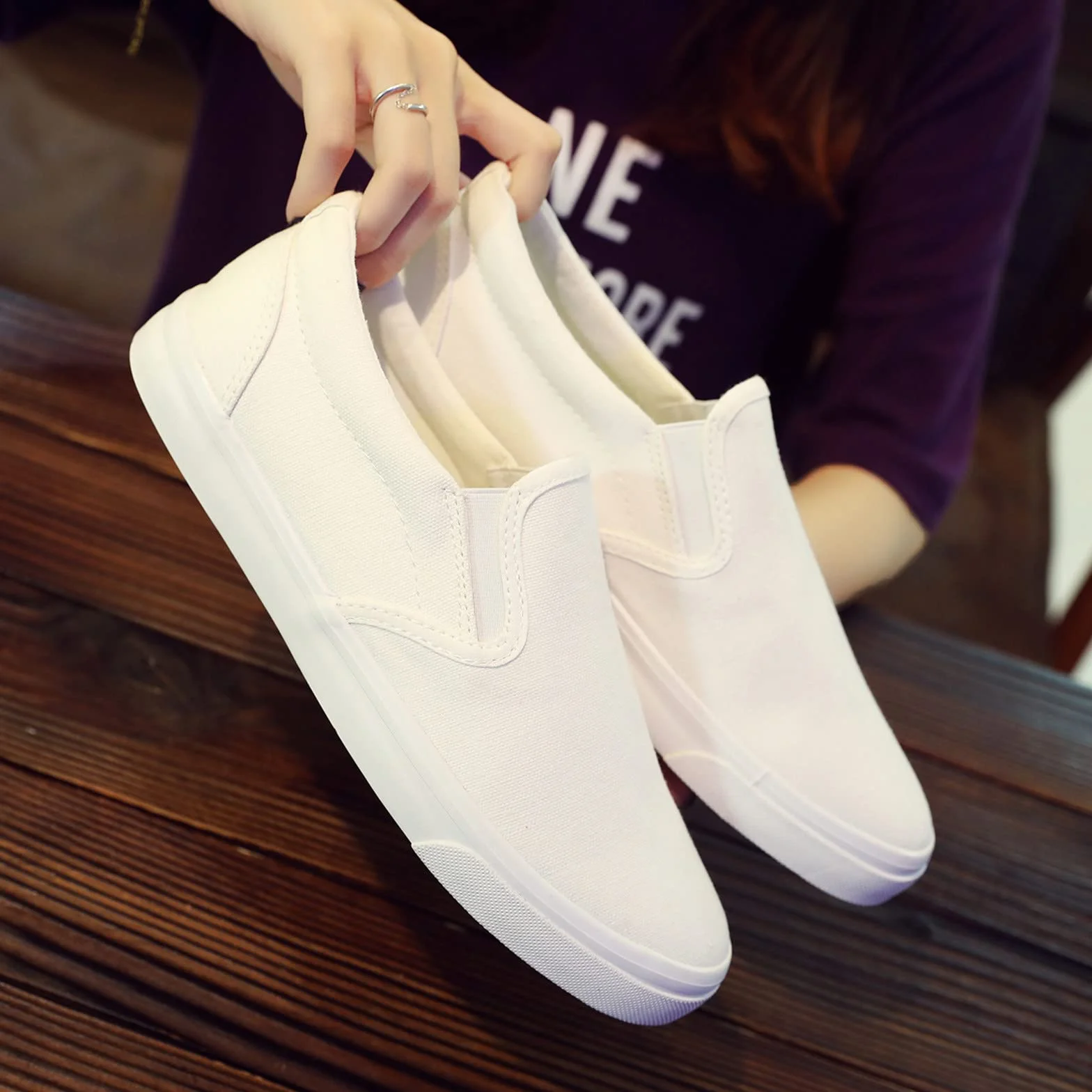 Scarpe da ginnastica uomo tela senza lacci mocassini casual leggeri pannello elastico plimsolls piatti traspiranti soletta imbottita tomaia tessuto morbido