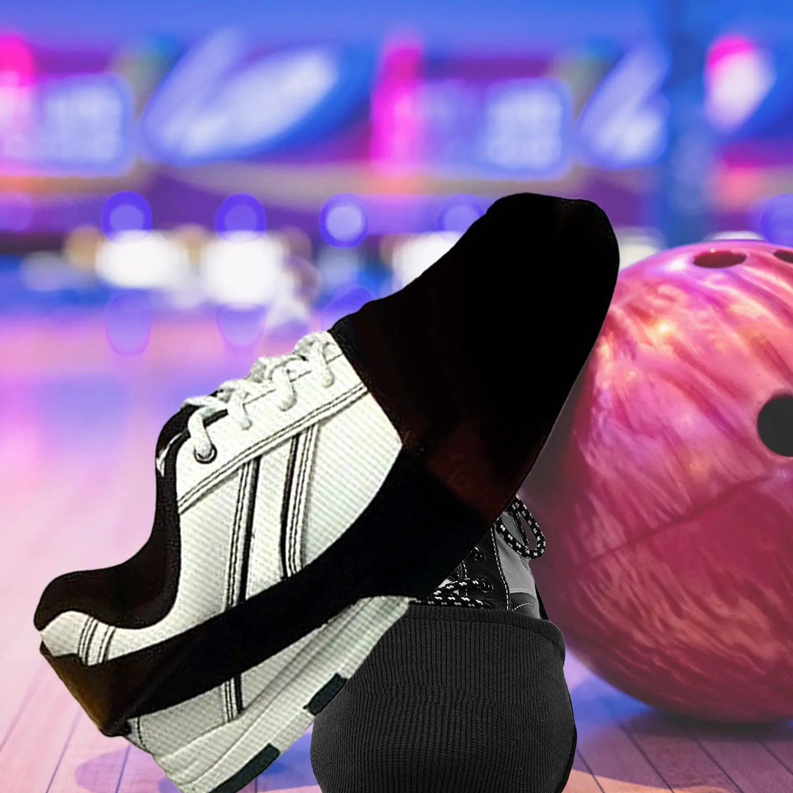 Scarpa da bowling copriscarpe antiscivolo con cordino elastico nera unisex