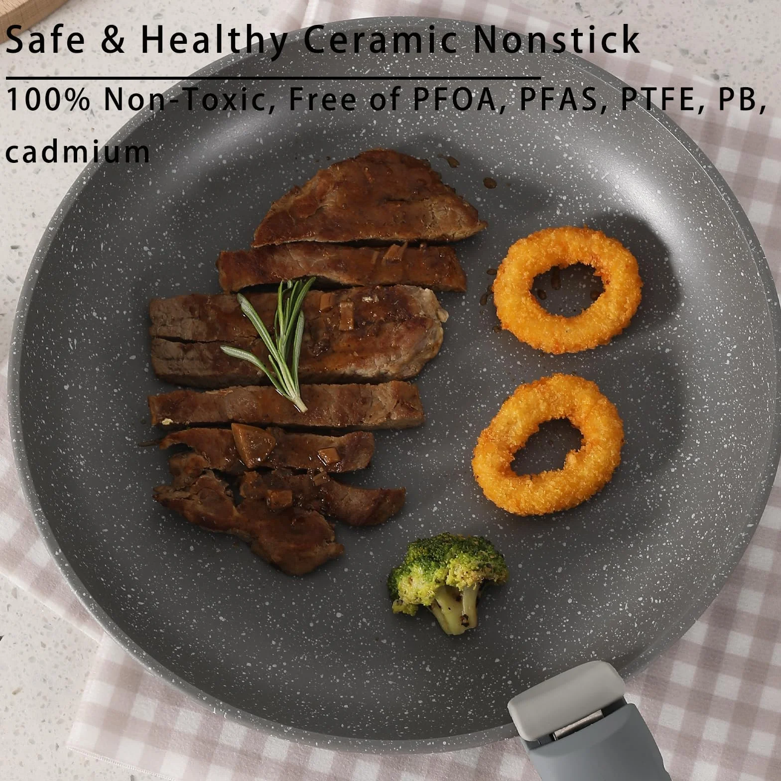 9 pentole e padelle in ceramica antiaderente, manico rimovibile，atossiche, adatte all'induzione e alla cottura in forno, senza PTFE e PFOS, bianco