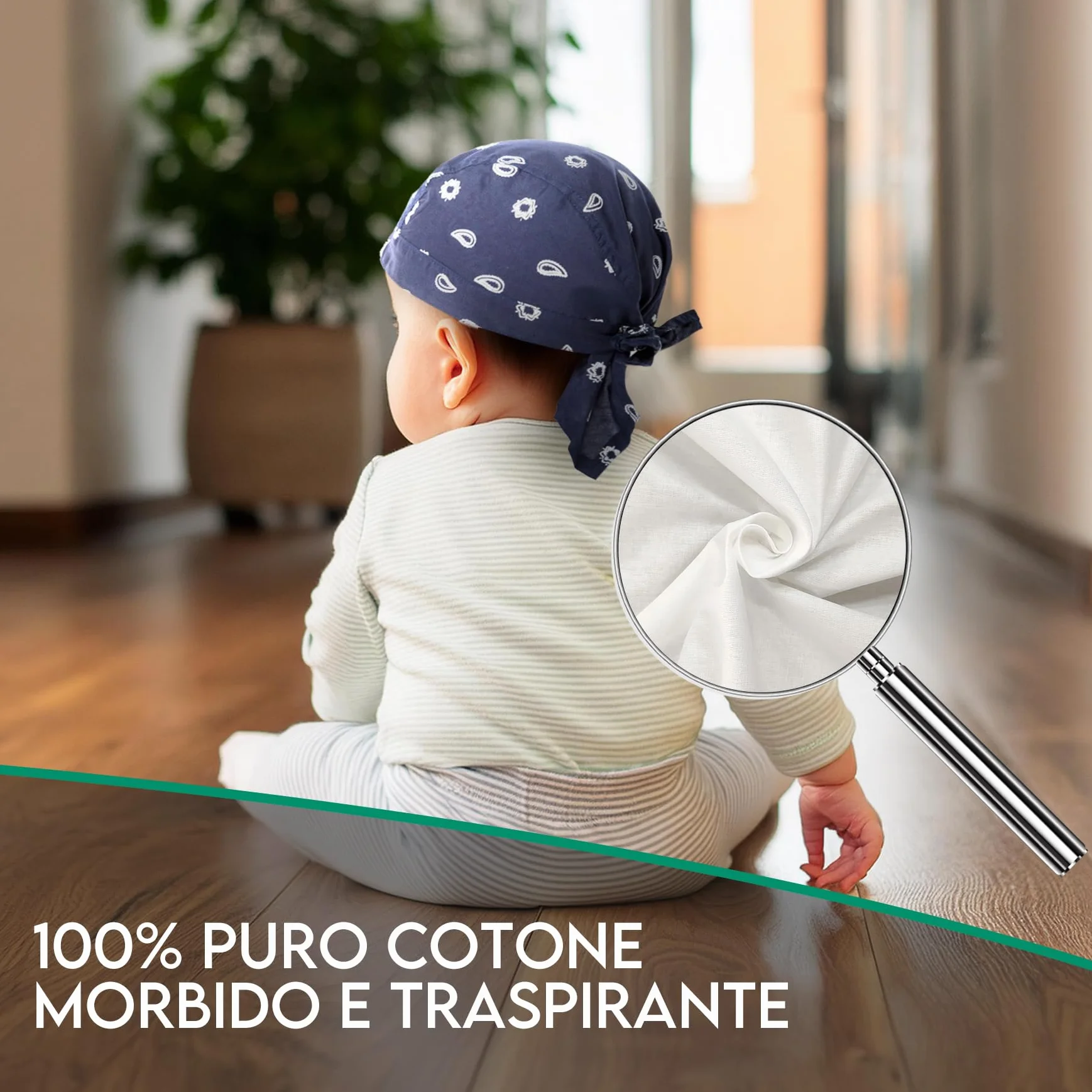 Bandana Bambino 100% Cotone Estivo Protezione Solare Taglia Unica 50-54 cm