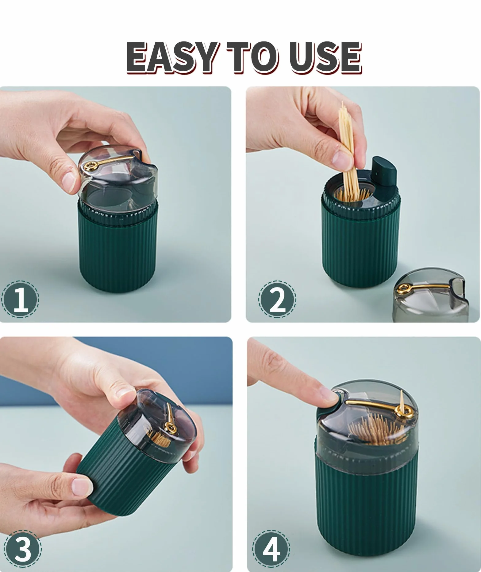 Dispenser Automatico di Stuzzicadenti Pop-Up 2 Pezzi Verde Scuro