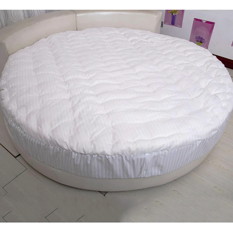 MSM Rotondo Materasso Protettore Topper,100% Cotone Spesso Trapuntato Materasso Futon per Letto Rotondo,compert Tatami Letti Futon Topper Bianca Diametro:220cm/87inch