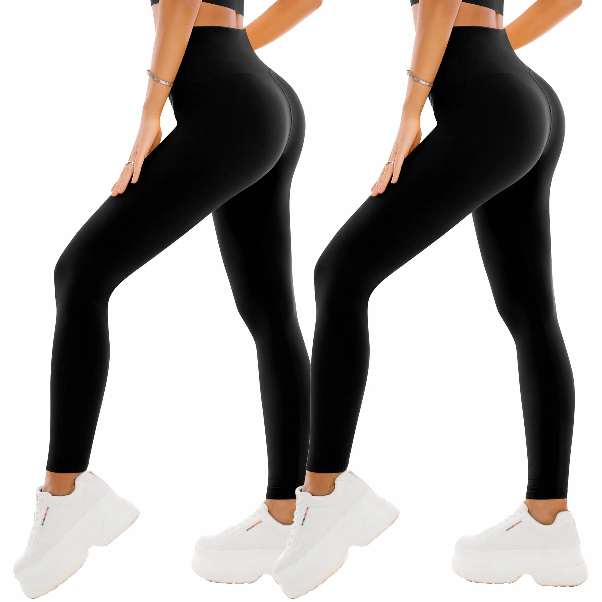 SINOPHANT 2 Confezione Leggins Sportivi Donna Vita Alta Pantaloni Yoga Controllo Pancia Opaco Elastici