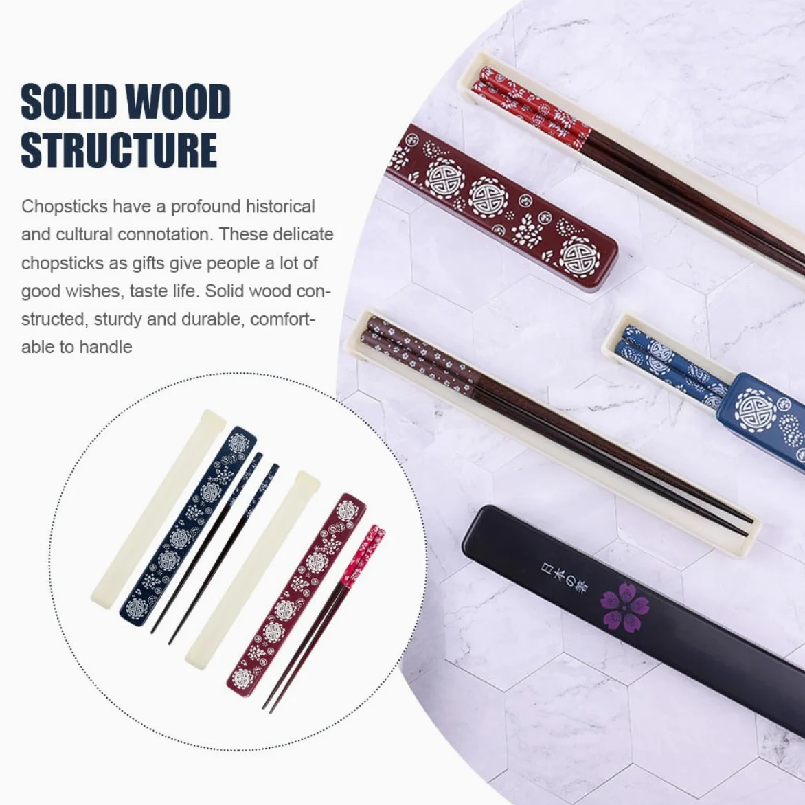 Homoyoyo Set 2 Bacchette in Legno con Custodia Portatile ABS Bacchette Antiscivolo per Sushi per Uso Quotidiano Viaggio e Campeggio