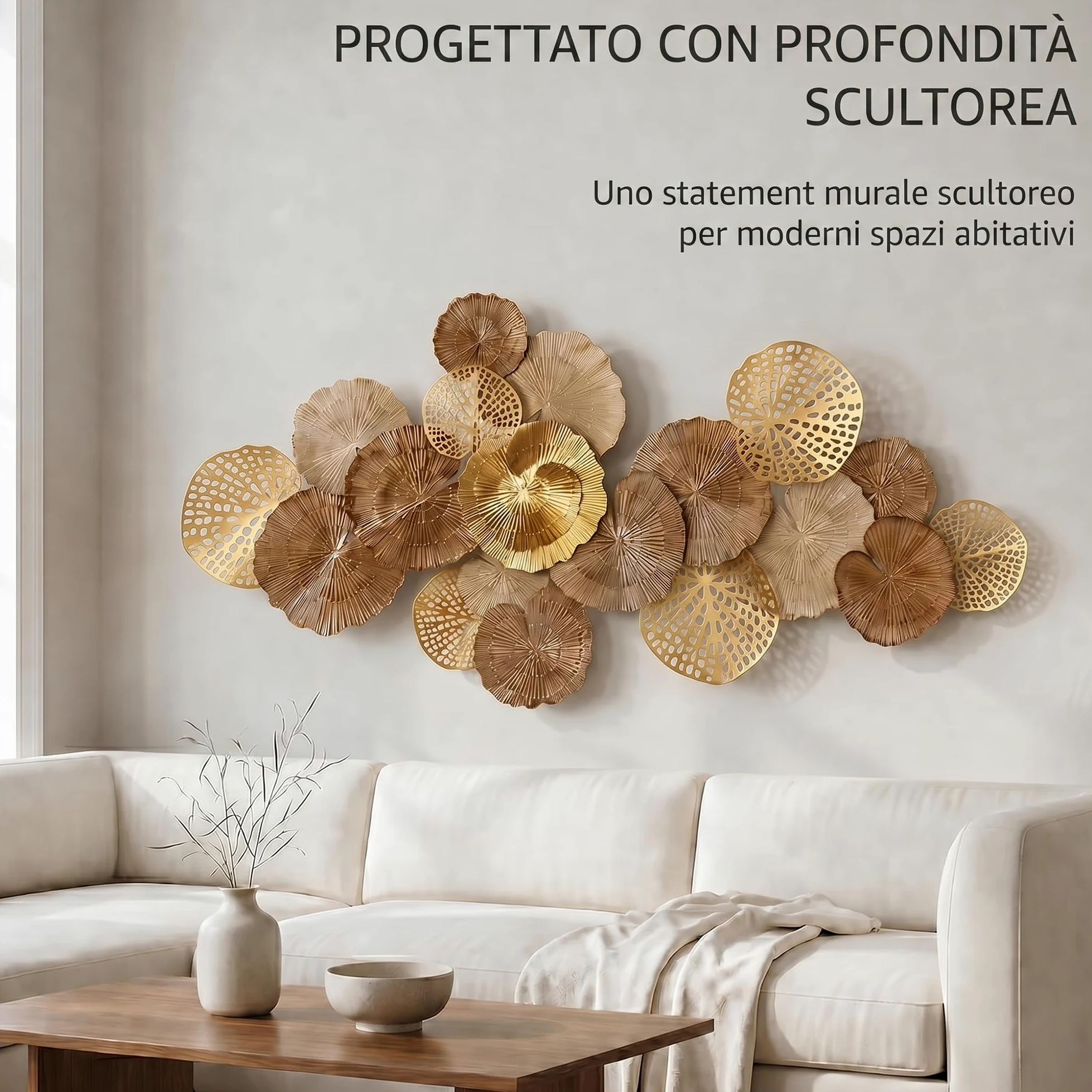 Blissio Grande Decorazioni Parete, Design di Foglie di Loto 3D Decorazioni di Metallo Parete, Decorazioni Parete Metallo, Perfetto Decorazioni Casa, per Soggiorno, Camera da Letto