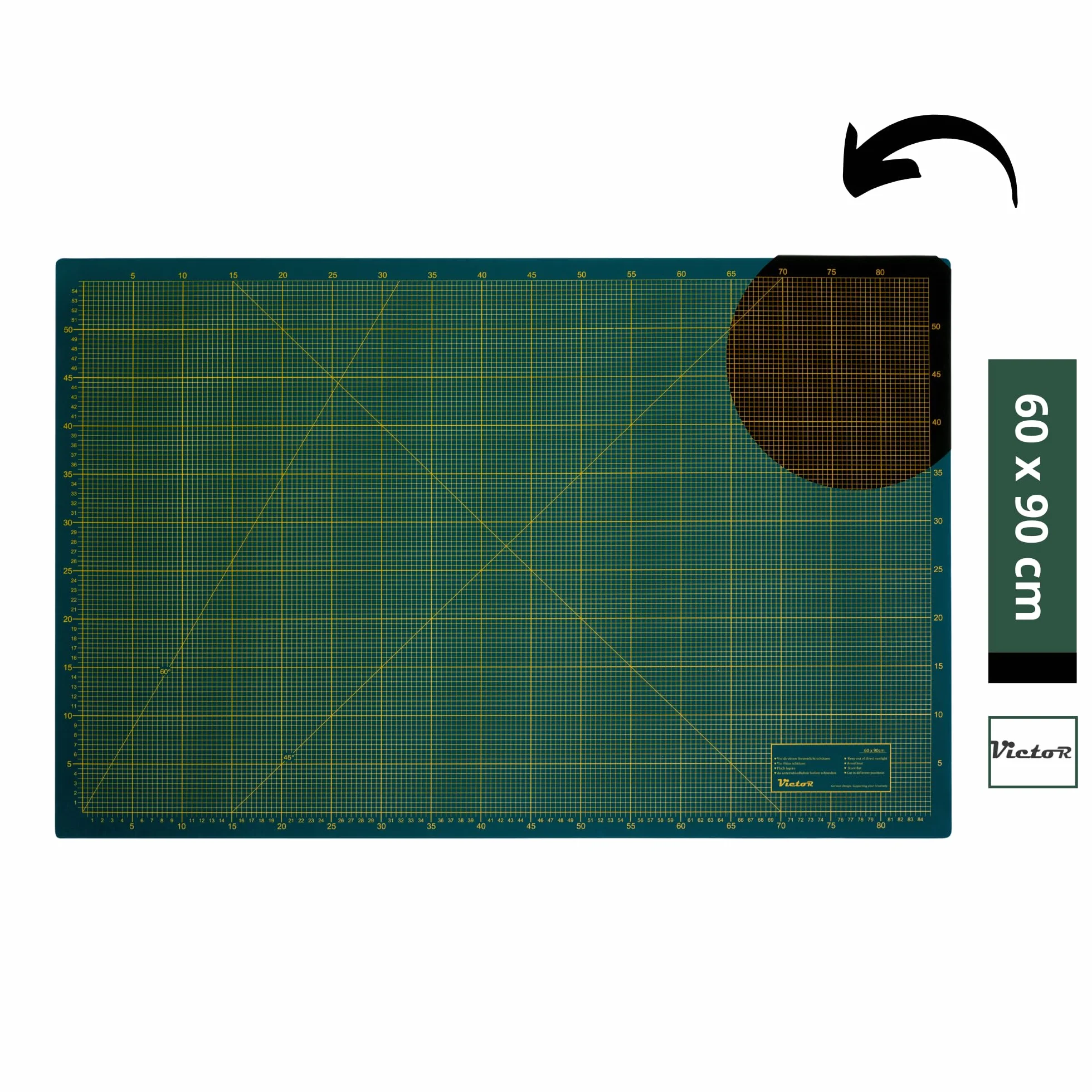 Victor A1 tappetino da taglio 60 x 90 cm 3 strati autorigenerante verde nero