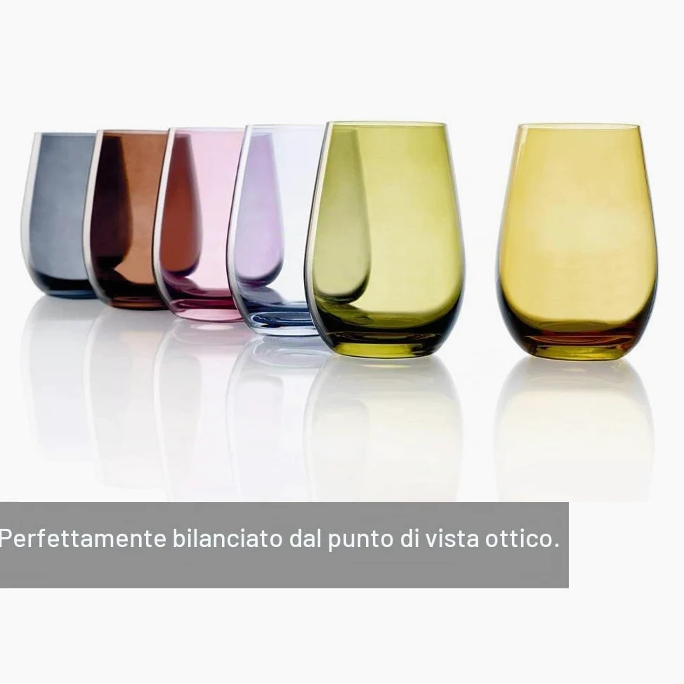 Stölzle Lausitz Bicchieri Acqua Elements Mix Mediterraneo – Set 6 Bicchieri Colorati da 465ml in Cristallo Senza Piombo – Per Acqua Succhi Cocktail – Resistenti e Lavabili in Lavastoviglie