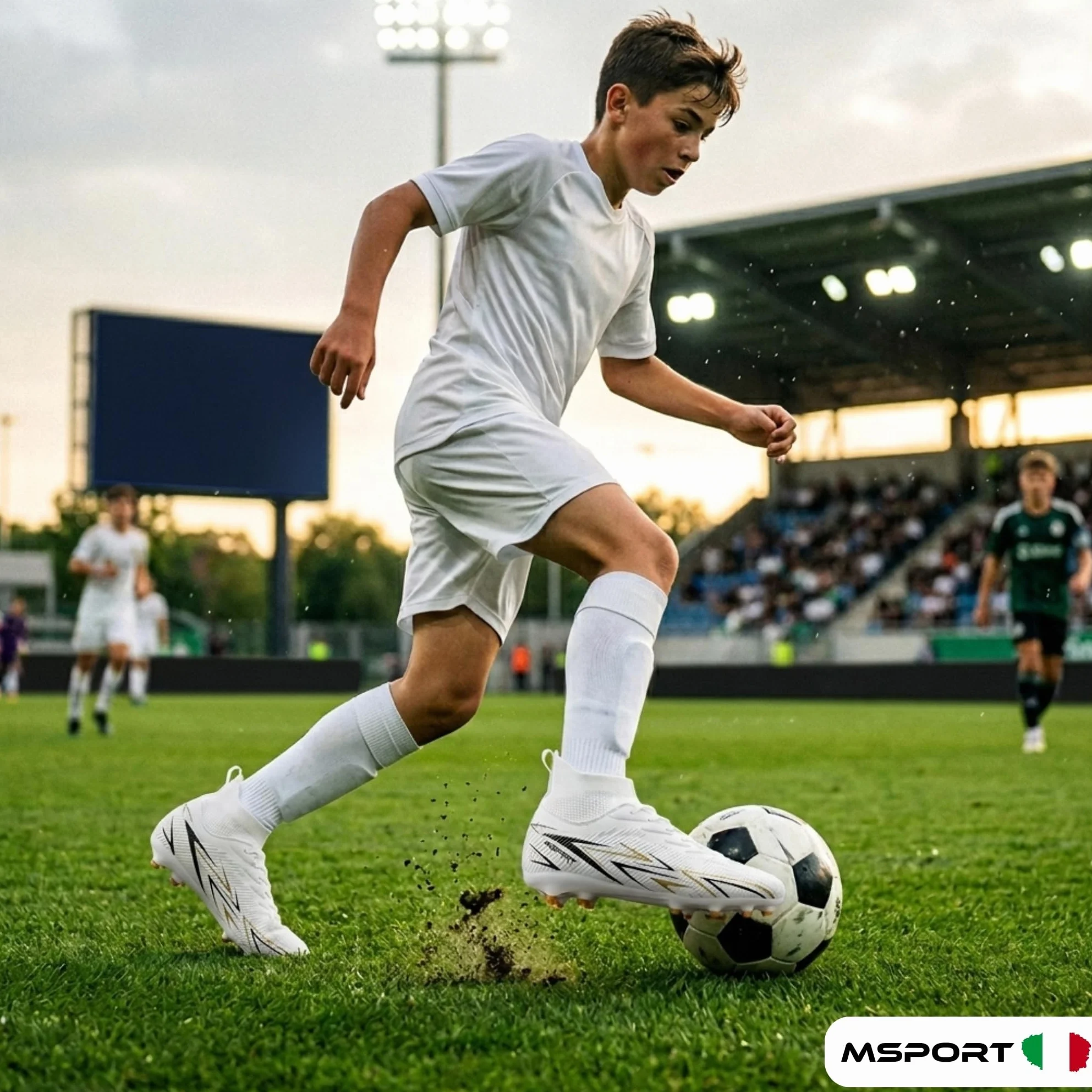 Scarpe da Calcio Bambini/Ragazzi con Tacchetti – Antiscivolo, Leggere e Confortevoli – Ideali per Erba Naturale e Sintetica