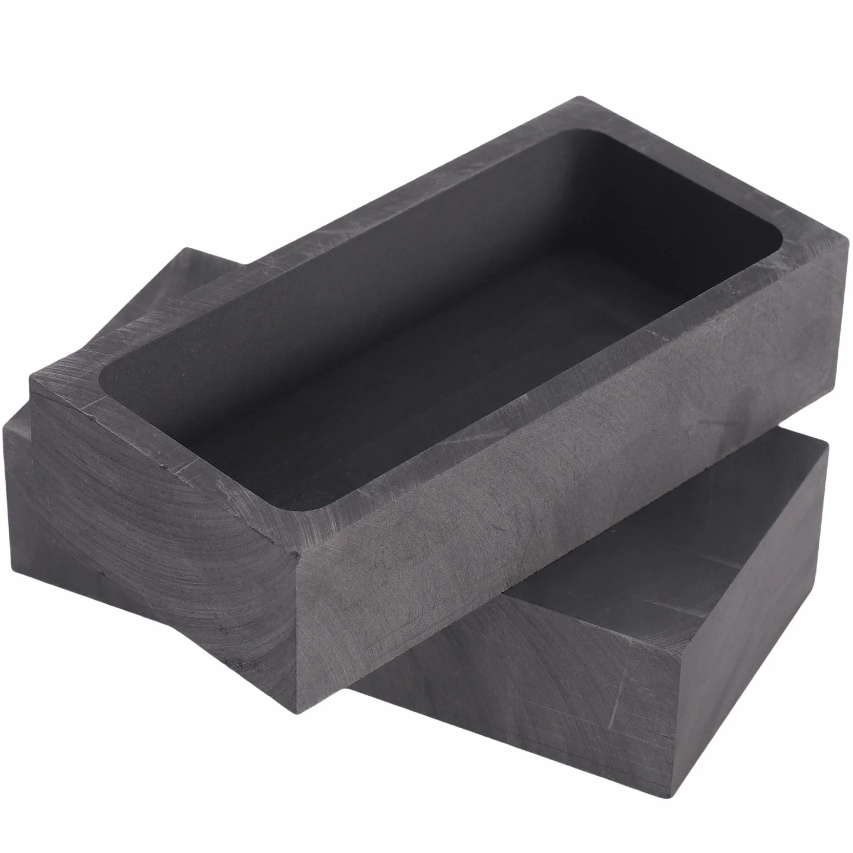2 Pezzi 1 KG Grafite Lingotto Stampo Crogiolo Stampo per fusione Casting Raffinazione Metallo Alluminio Rame