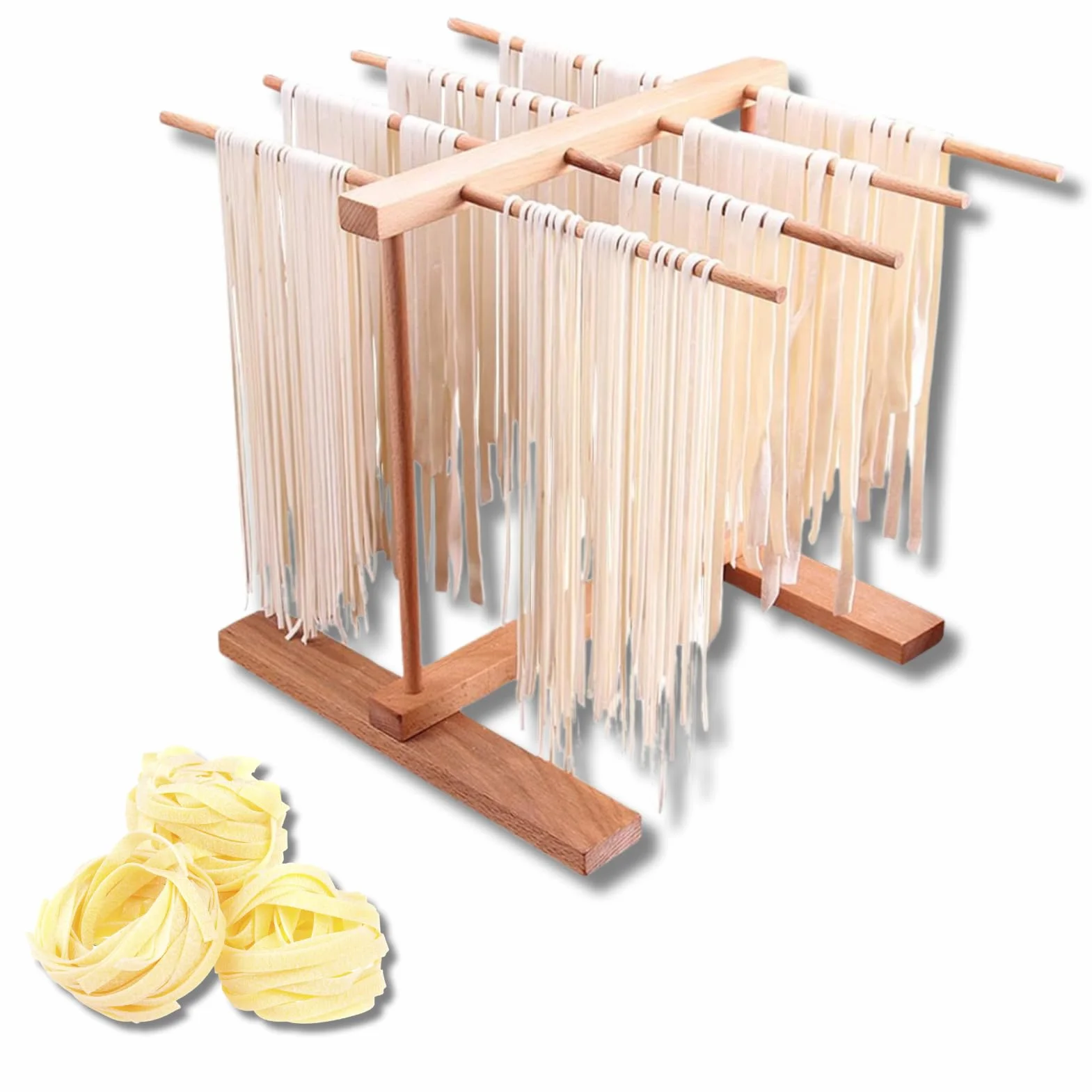 Stendino per Spaghetti,Stendino Pieghevole per Pasta,Essiccatore di Spaghetti,Stendi Pasta Pieghevole per Pasta Fresca,8 Pioli Estensibili,Supporto per Spaghetti Linguine Lasagna
