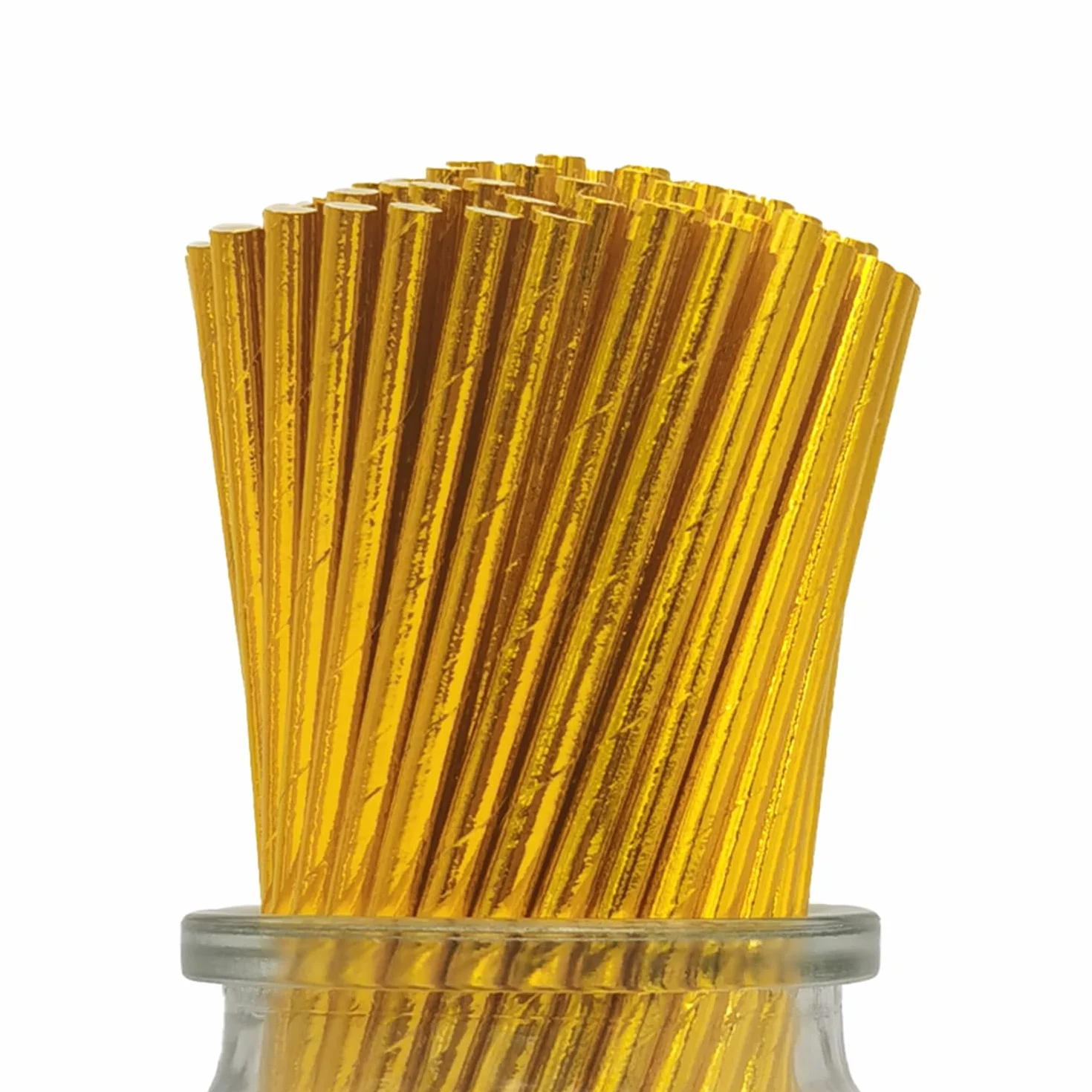 Dorata Cannucce in Carta Usa e Getta, 19,7 x 0,6 cm, 100 Pezzi Biodegradabili Metallizzata Cannucce Oro per Feste, Matrimoni, Compleanni, Occasioni, Cocktail
