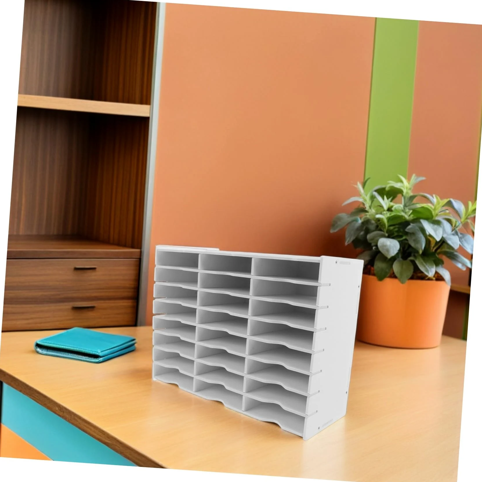 Scatola portaoggetti multifunzione per tamponi di inchiostro a forma di cactus con rack per documenti da scrivania, forniture artigianali per tamponi di timbri, telecomandi, cancelleria e ordinamento