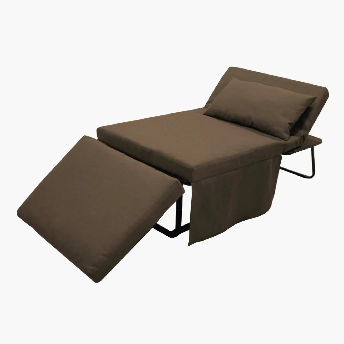 MarinelliGroup Pouf letto singolo con materasso 75X75X43 cm salvaspazio pieghevole camera cameretta soggiorno poggiapiedi tessuto Beny (Marrone)
