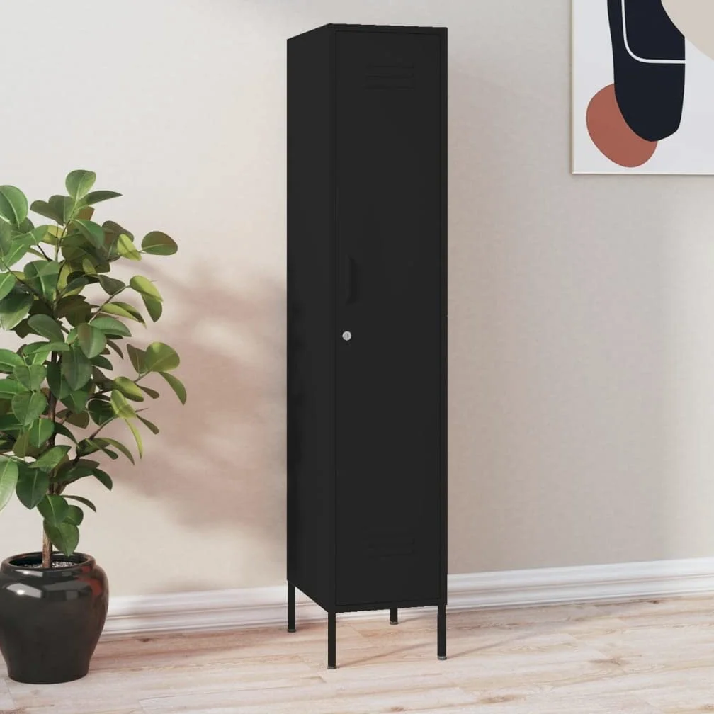 vidaXL Armadio Nero 35x46x180 cm in Acciaio
