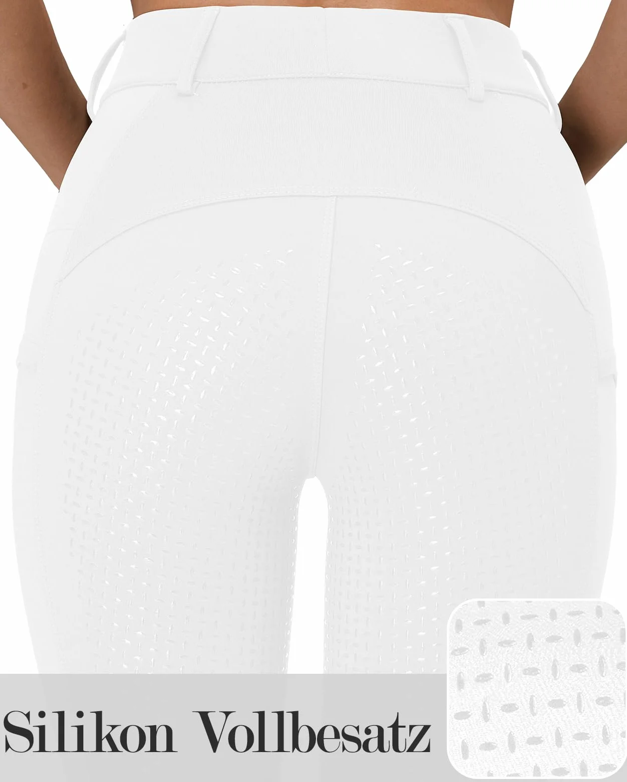 Leggings da equitazione da donna in silicone con tasche per telefono