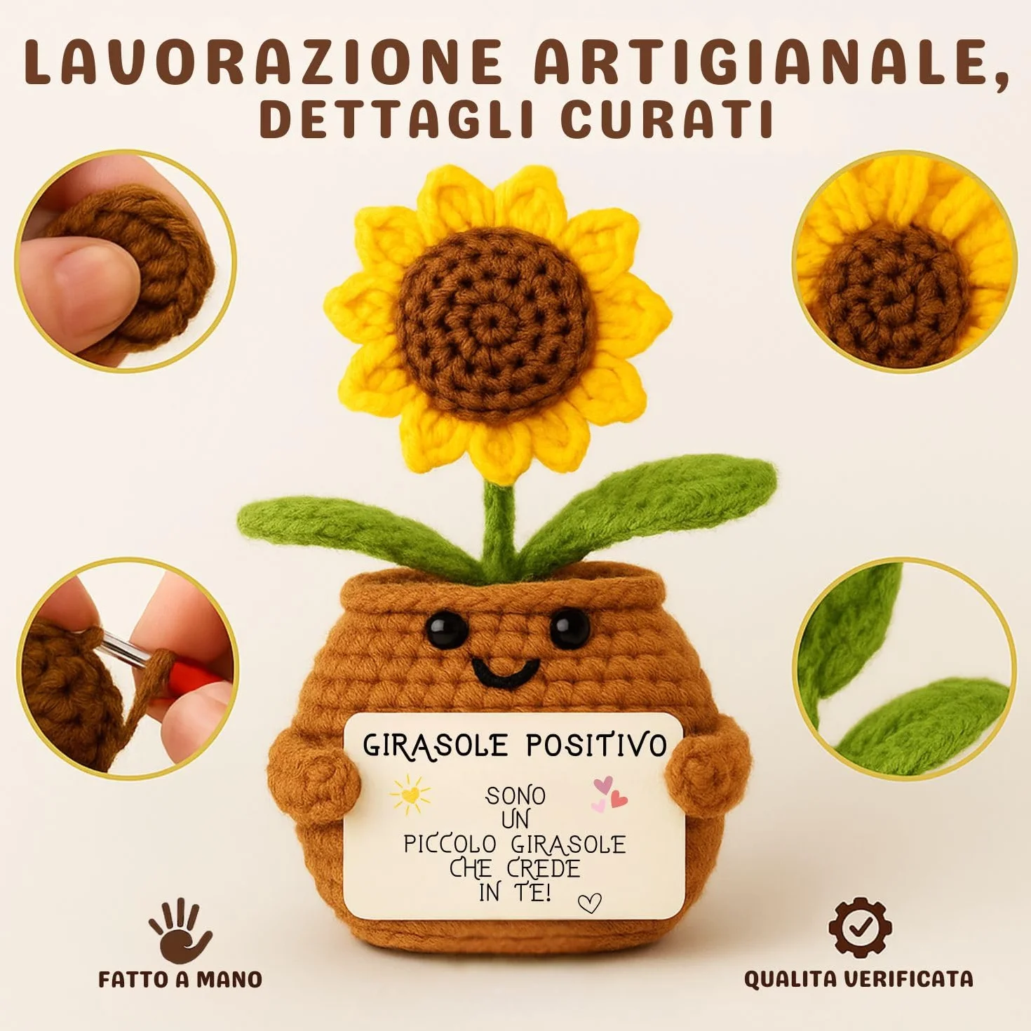 Patate Positive Girasole Positivo Fiore Artificiale in Vaso Idea Regalo Originale Festa della Mamma Decorazione Casa