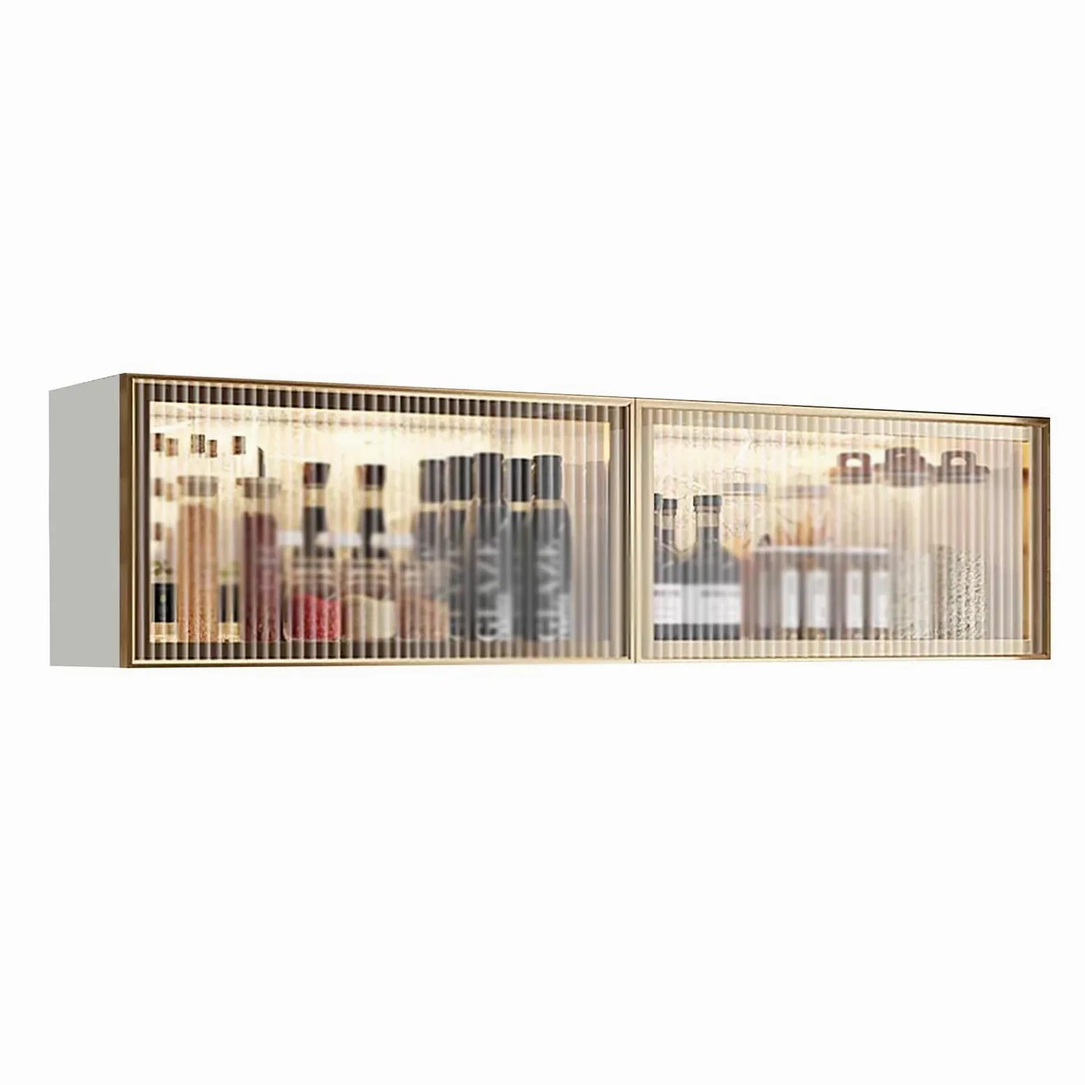 Vetrina da parete per cucina e sala da pranzo, grigio/bianco, dispensa Sto con ante senza trapano, installat moderna da appendere (nero, 80 x 32 x 19 cm)