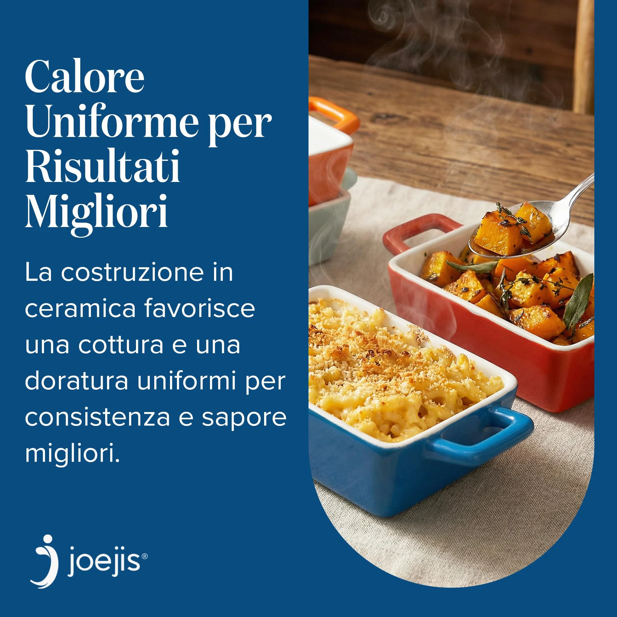Joeji’s Kitchen Set 4 Pirofila da Forno in Ceramica – Cocotte Monoporzione da Forno Rettangolare per Lasagne, Pasta e Dolci – Teglia Ceramica da Forno Versatile (325 ml)