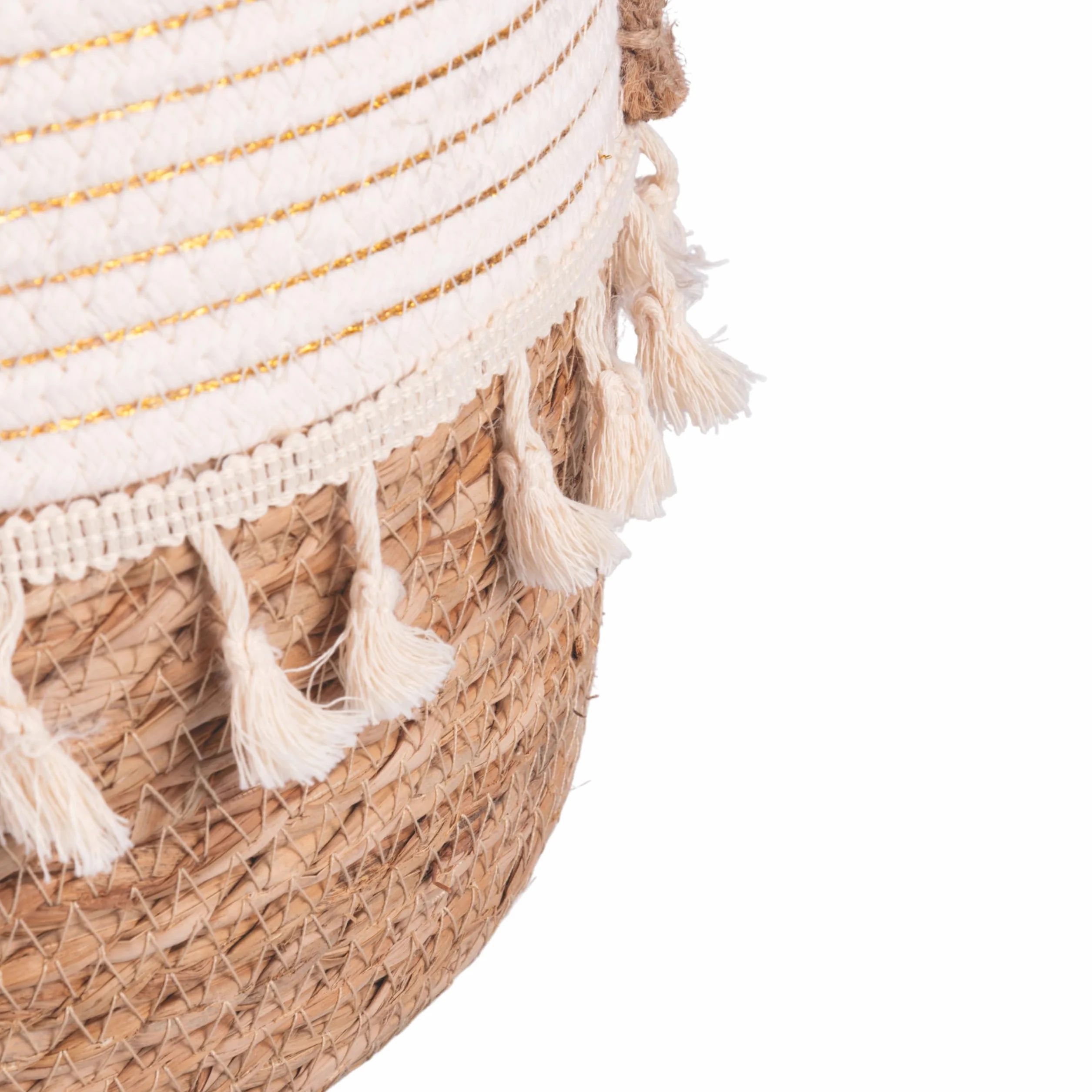 Set 3 natural fiber ropes and tassels with handles