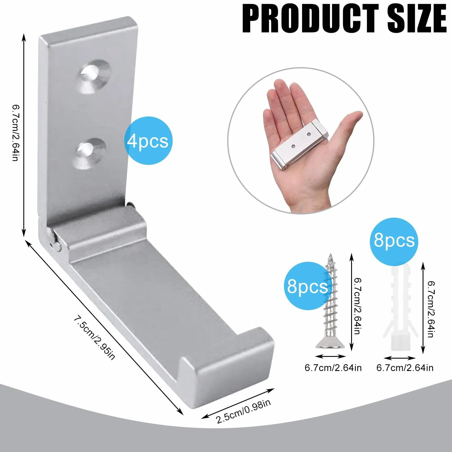 Ganci Pieghevoli Da Parete In Alluminio 4 Pezzi, Gancio Per Cuffie a 90° Supporto Bagno Cucina Camera Da Letto