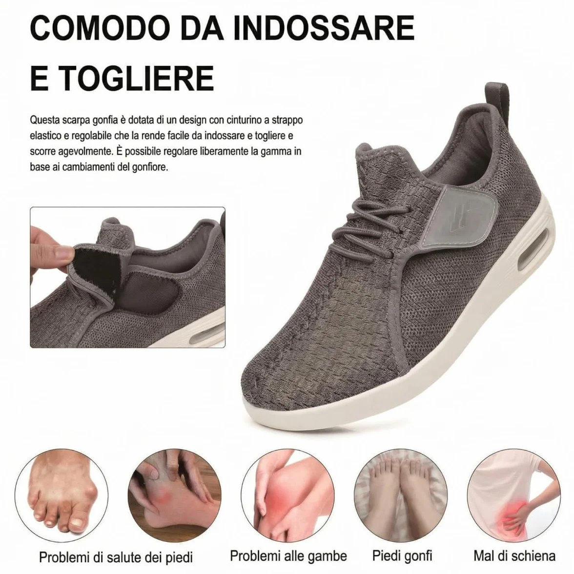 Scarpe Diabetiche Unisex con Chiusura a Strappo Regolabile, Scarpe Ortopediche Donna e Uomo Extra Larghe per Piedi Gonfi, Sensibili, Ideali per Anziani e Donne Incinte