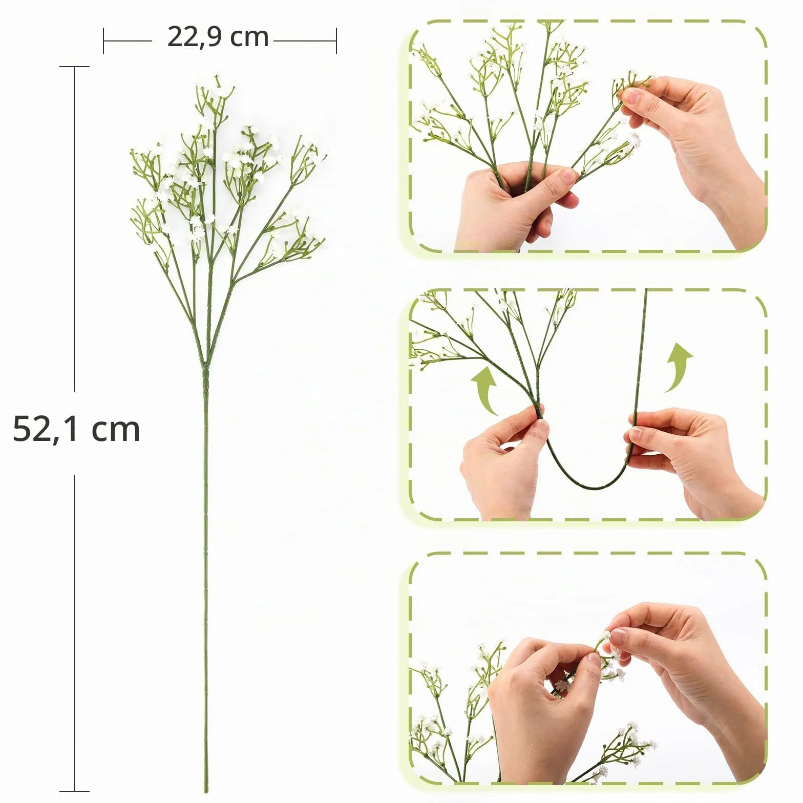 Set di 6 mazzi di gipsofili artificiali realistici bianchi per matrimonio decorazione casa