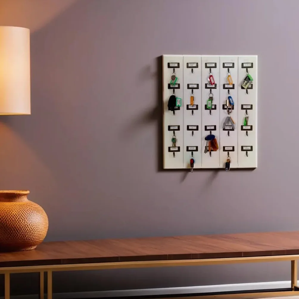 Biscottini Portachiavi da Parete in Legno 25 Ganci 49,5x60x4 - Organizzatore per Chiavi