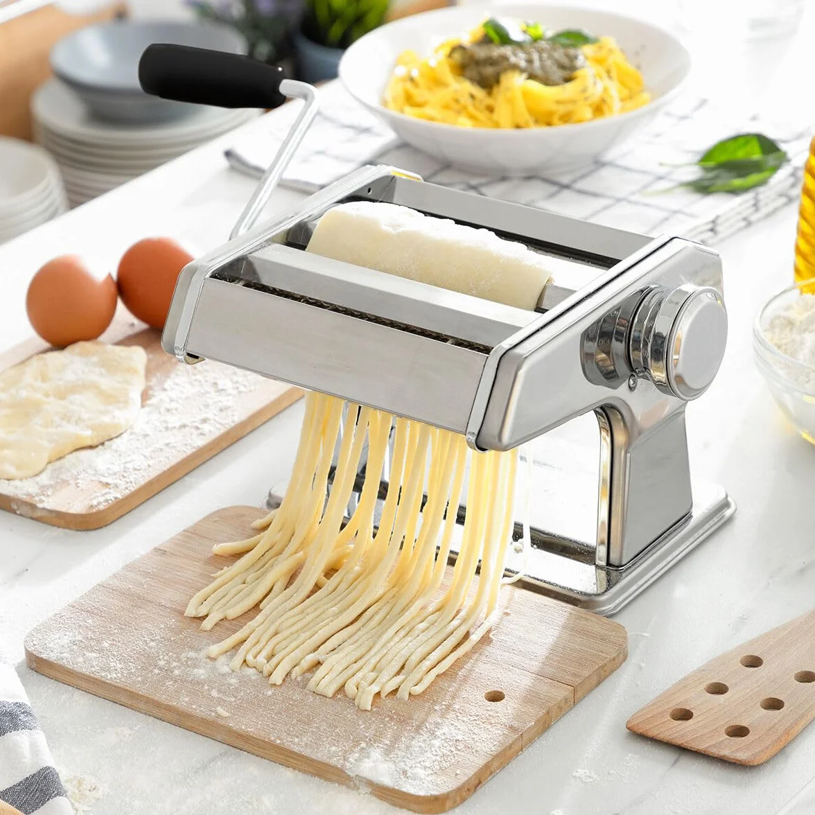 InnovaGoods Macchina per Pasta Fresca Manuale 3 in 1, Metallo, Grigio, 8 Livelli Regolabile