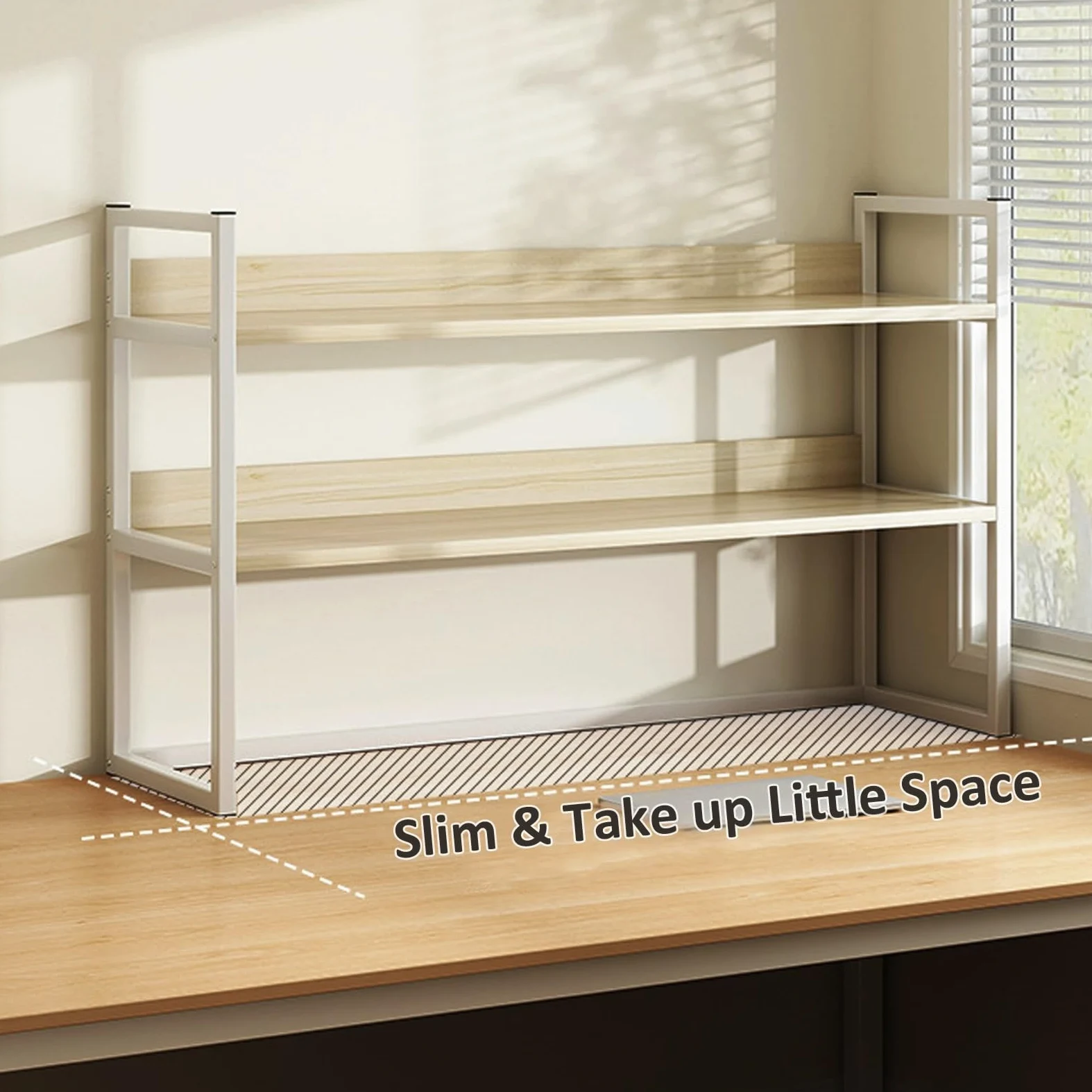 Libreria da Scrivania Da Appoggio Salvaspazio Scaffale da Scrivania，scaffale da Scrivania, Libreria da Scrivania Organizer, Organizzatore Indipendente per Scrivania(White,80cm*24cm*60cm)