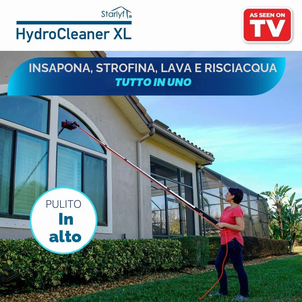 STARLYF - Telescopic Hydrocleaner, scopa telescopica per pulizia, idropulitrice telescopica, alimentazione ad acqua, dispensatore di sapone, pulizia pannelli solari, lavaggio camion, autobus, auto,
