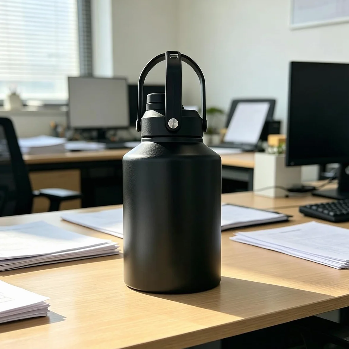 Borraccia termica con manico, grande capacità da 3,8 l, per sport, palestra, fitness, mantiene il freddo per 48 ore e per 24 ore