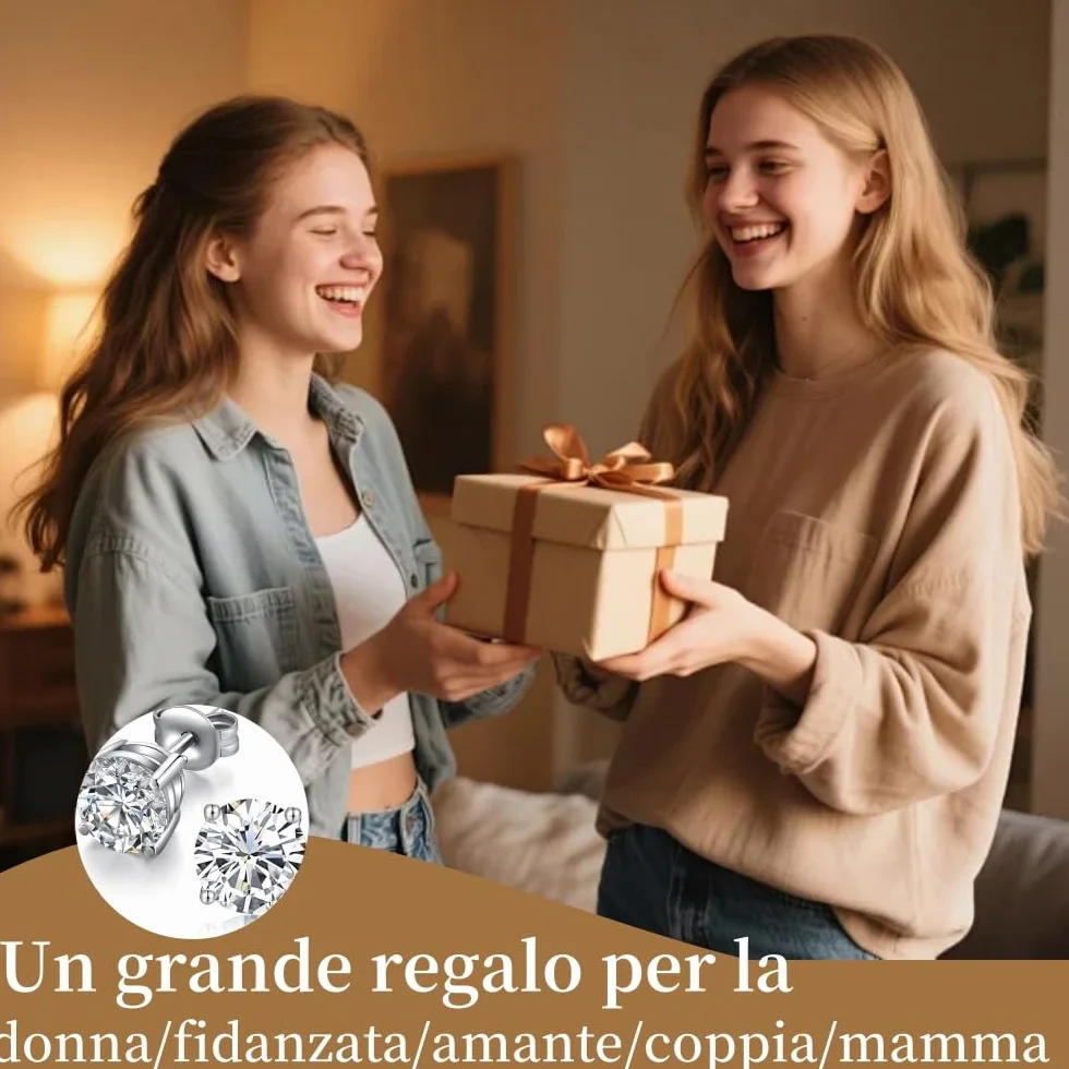 Orecchini Donna Uomo Diamante Zirconia Cubica Acciaio Inossidabile Anallergici 3~8 mm Brillantini