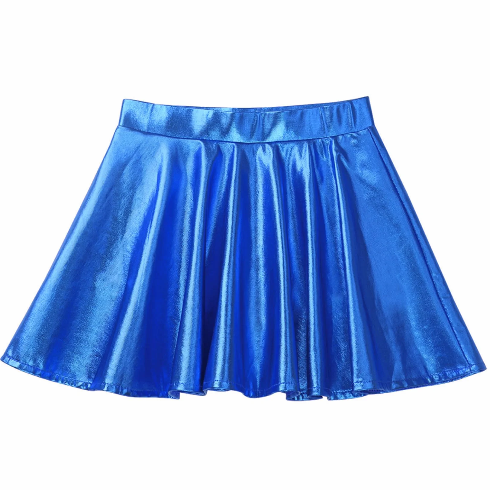 Bambine Ragazze Gonna Ballo Danza Aline Mini Pieghettata Svasata Metallo Lucido