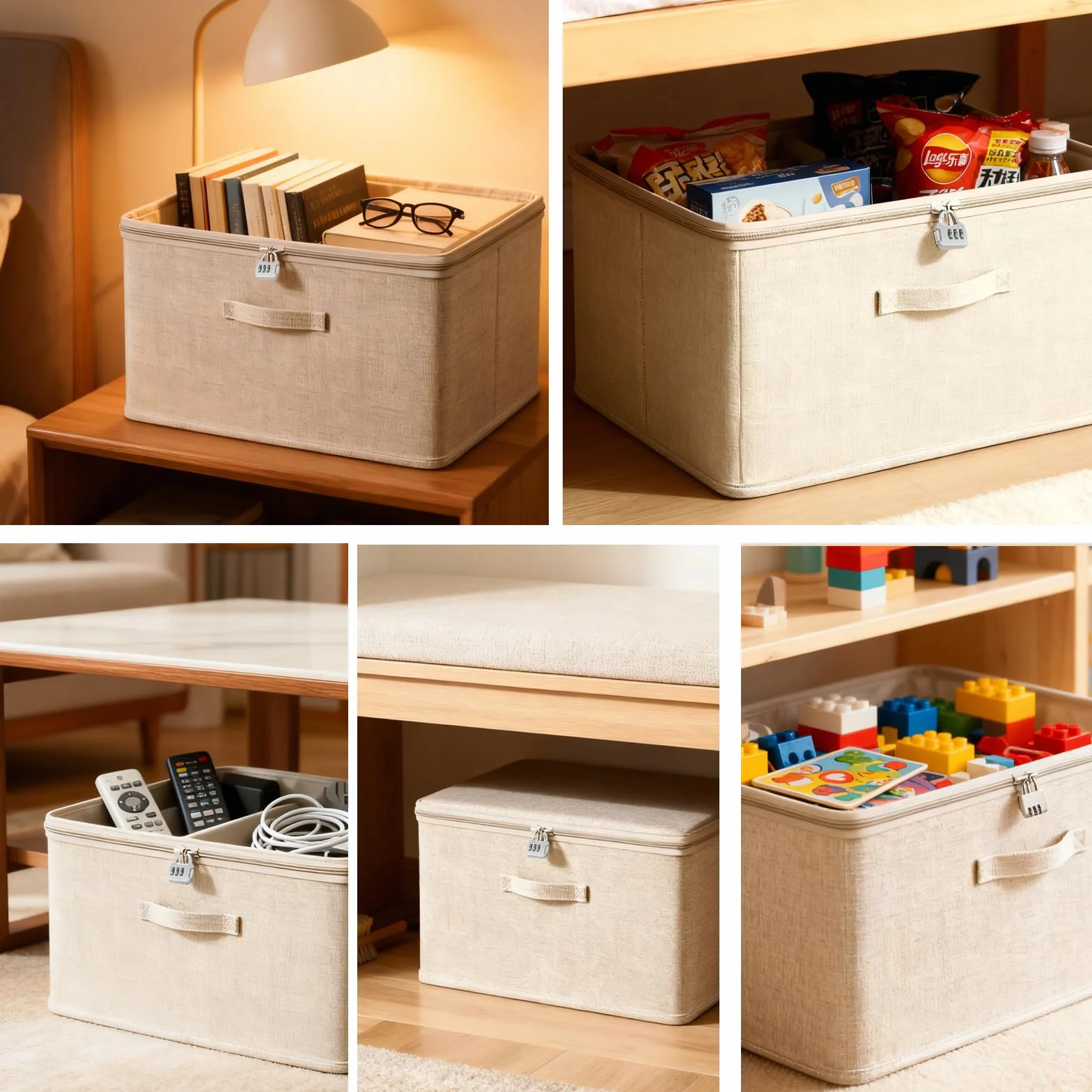Scatola con Lucchetto 40 x 30 x 21 cm per Oggetti Vestiti Libri Giocattoli