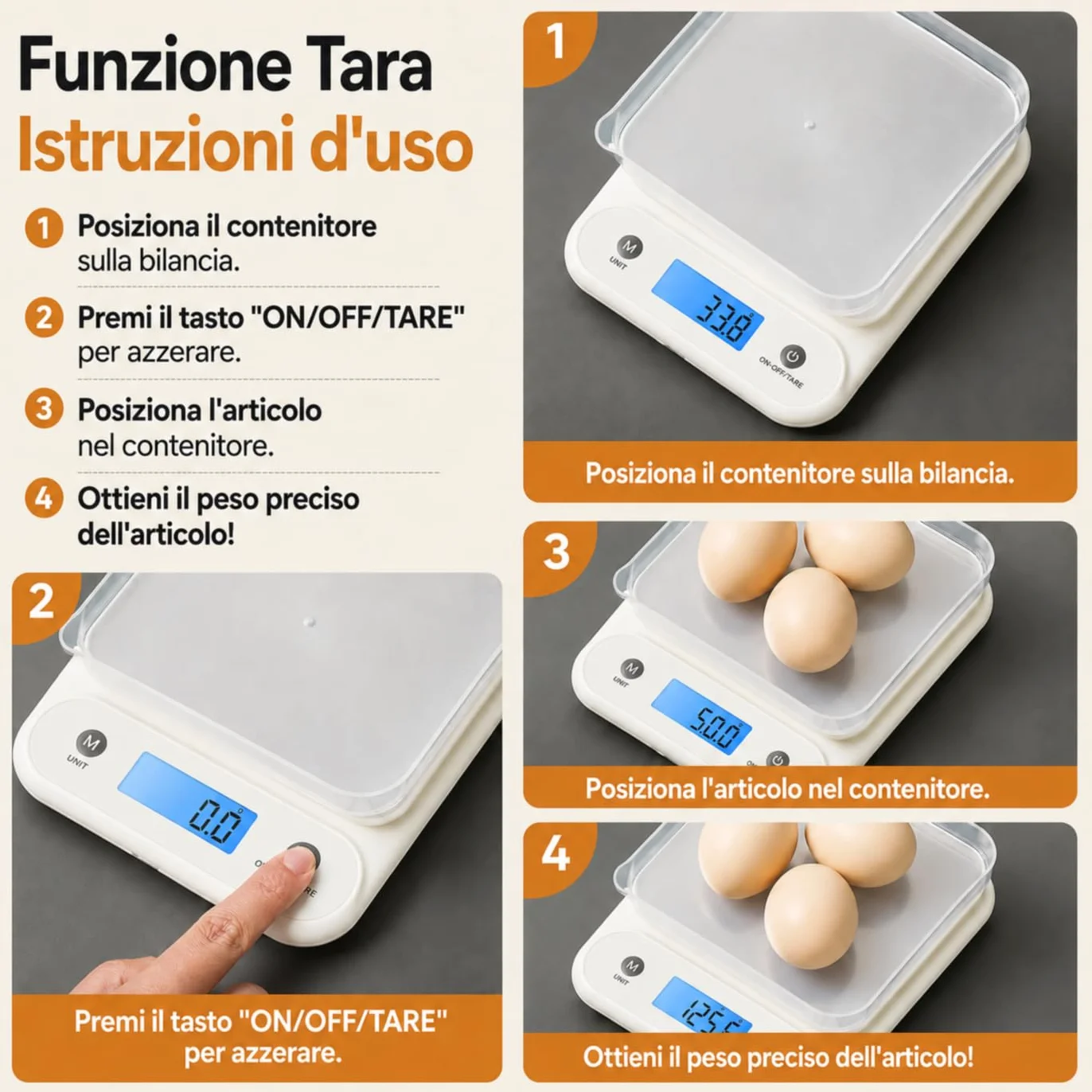 Meilen Bilancia da Cucina Digitale 11 LB/0.1 OZ, Bilancia di Precisione 5 KG / 0.1 G per cucinare e cuocere al forno, Batteria al litio integrata da 300 mAh, Ricarica di tipo C, Bianca