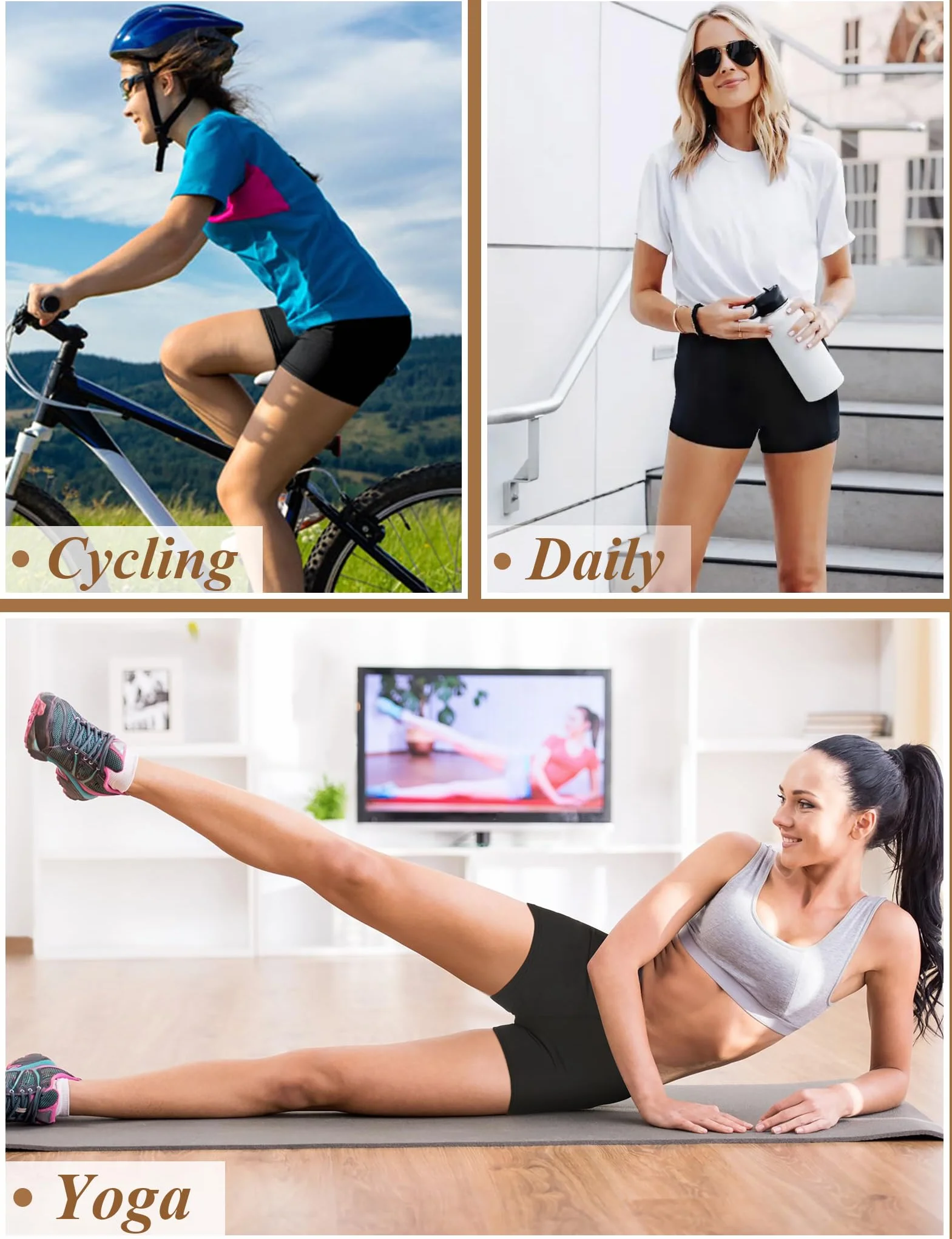 Becellen Pantaloncini Sportivi Donna Vita Alta con Tasche Palestra Yoga Gym Fitness