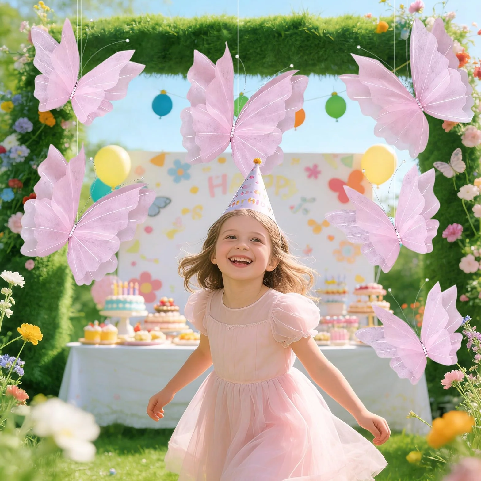 SUNBEAUTY farfalle 3D grandi decorazioni in carta rosa per feste compleanno bambini decorazione da tavolo