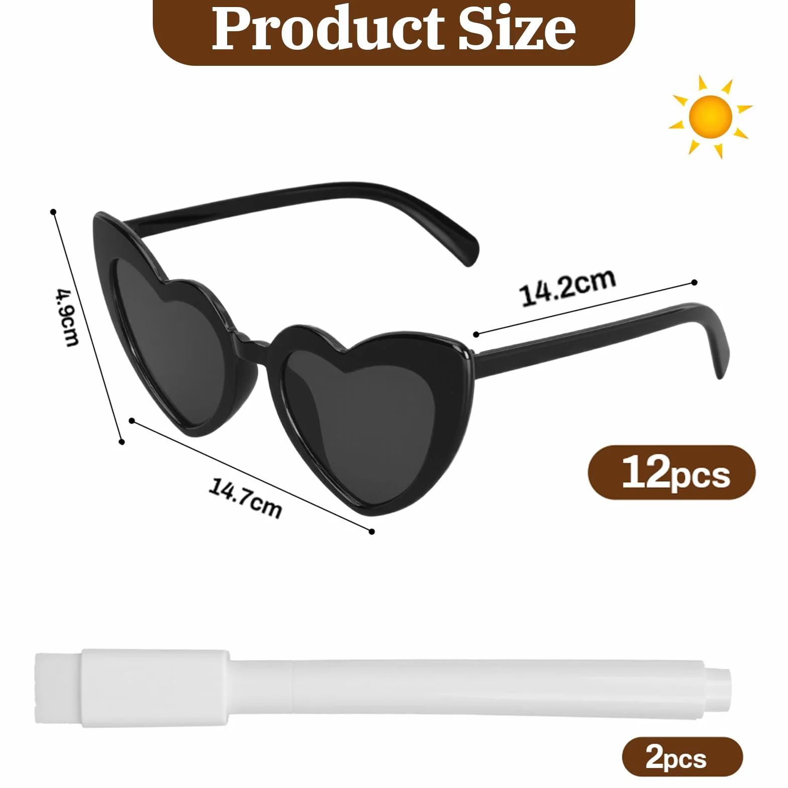 Set di 12 occhiali da sole a forma di cuore fai da te con 2 penne, occhiali da sole per matrimonio, jga, occhiali hippie, a forma di cuore, per feste, matrimoni, carnevale, Halloween