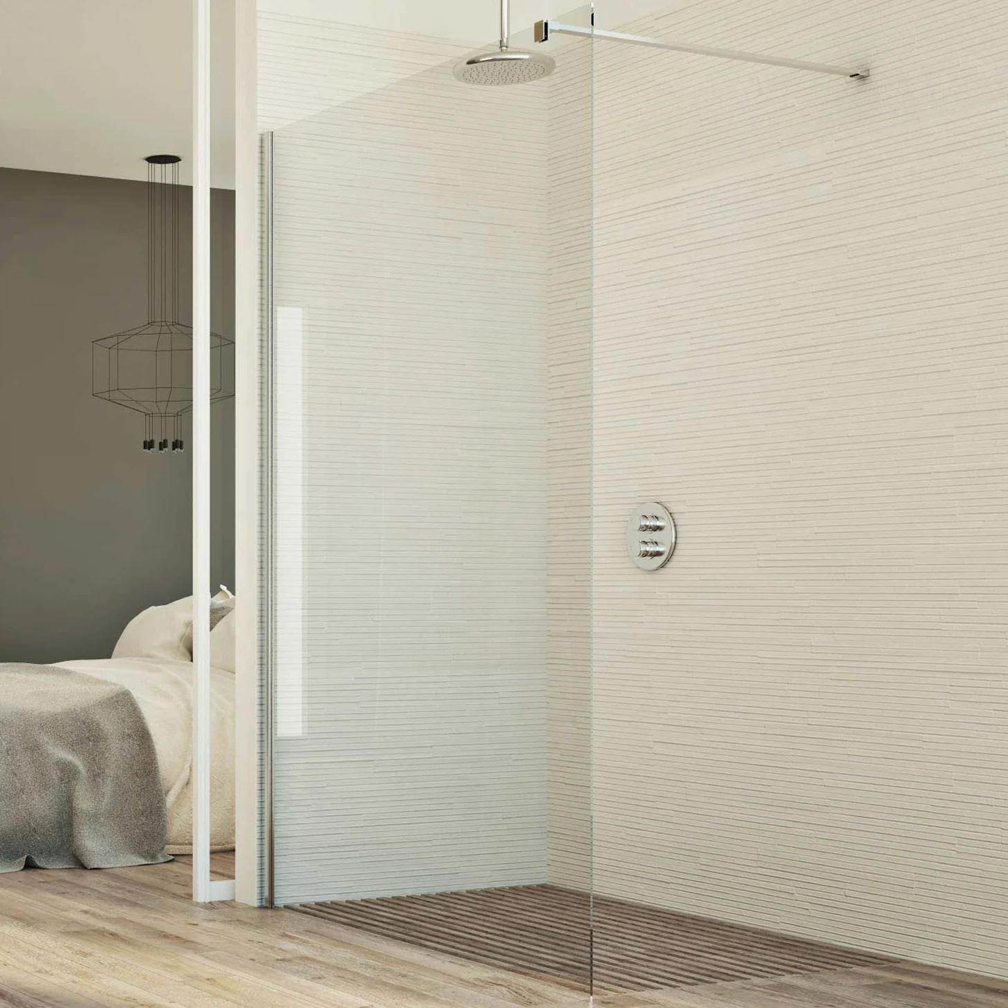 Parete doccia 140 CM in vetro trasparente 8mm mod. Walk in Lato H198