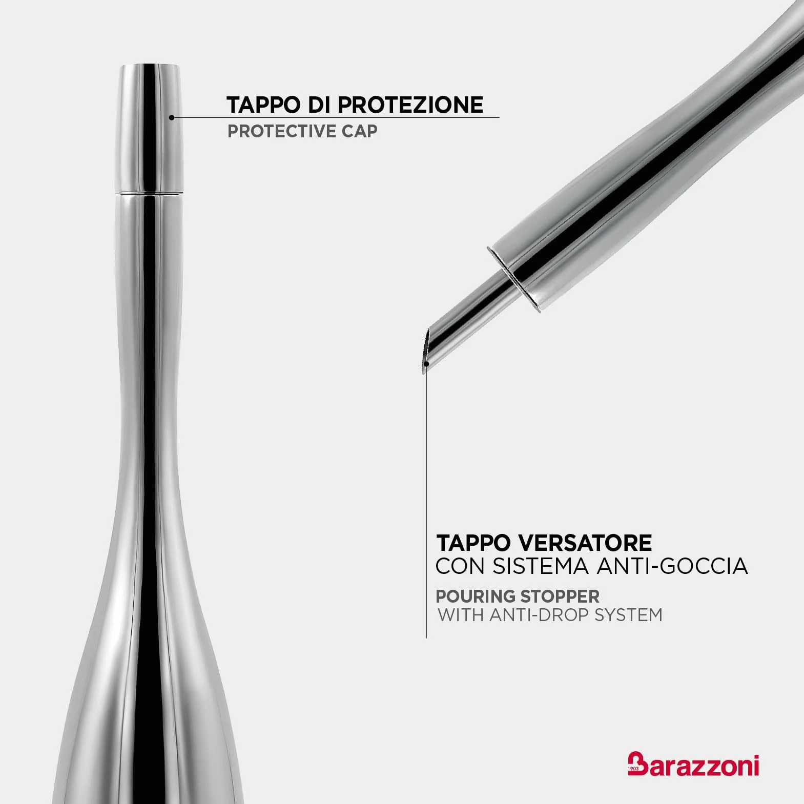 Oliera Olly, Acciaio Inox 18/10, Beccuccio Versatore, Facile da Pulire e riempire. Design. PFAS Free.