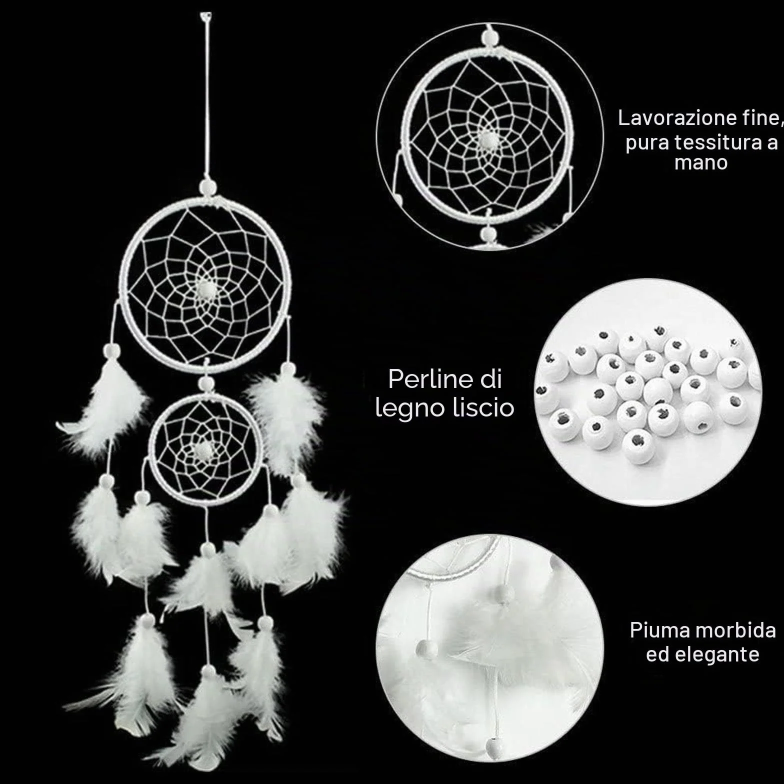 Acchiappasogni con Piume Fatto a Mano Decorazione da Parete per Camera da Letto