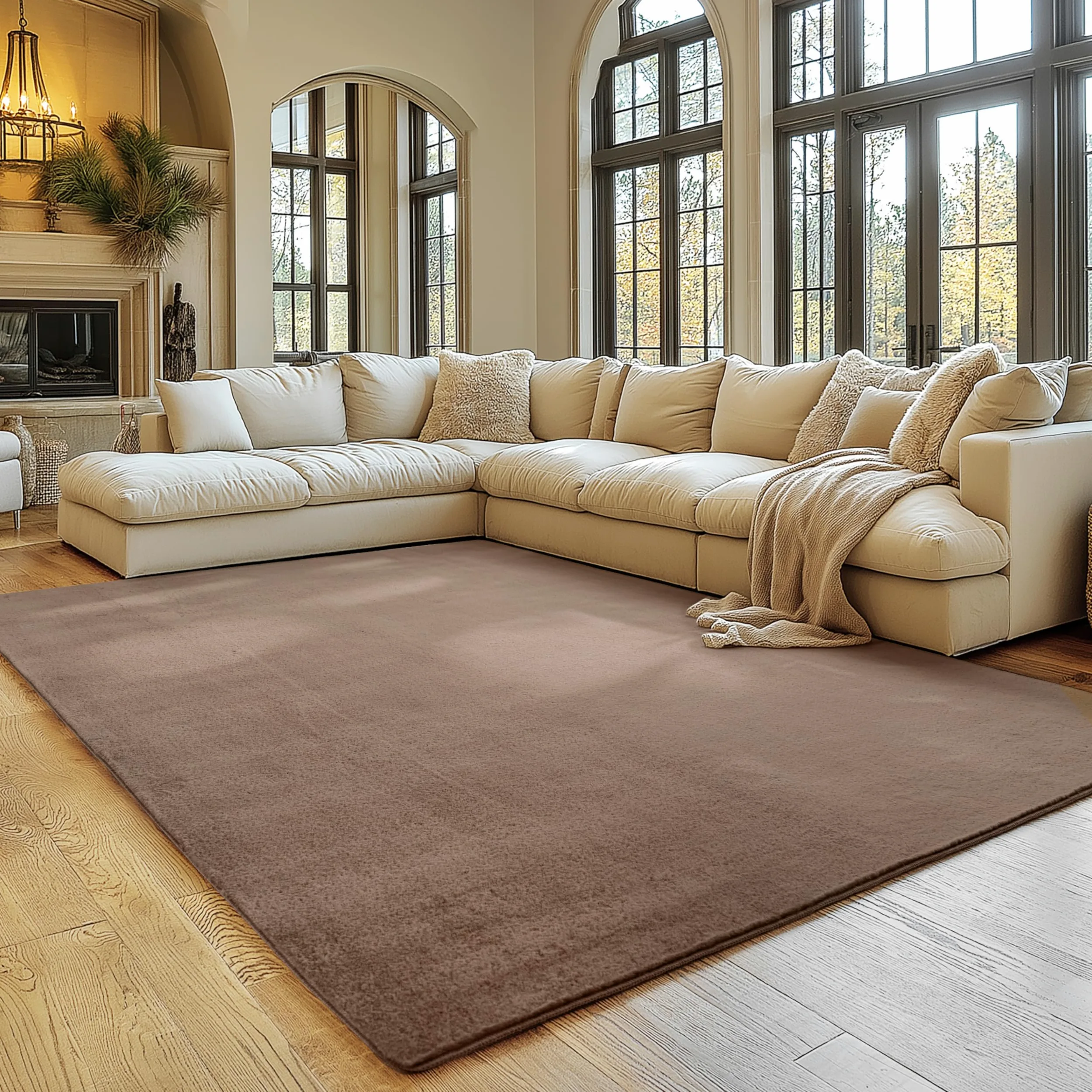SIMPEX Tappeto Marrone 200x280 cm Tappeto Lavabile a Pelo Corto, Antiscivolo e Morbido, Design Monocromatico Moderno per Soggiorno, Camera da Letto, Cucina e Corridoio