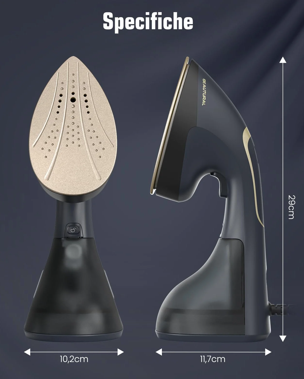 BEAUTURAL Ferro da Stiro Verticale a Vapore 2 in 1 per Abbigliamento, Portatile e Potente da 1500W con Vapore Istantaneo, Riscaldamento Rapido in 30 Secondi e Spegnimento Automatico (220-240V)