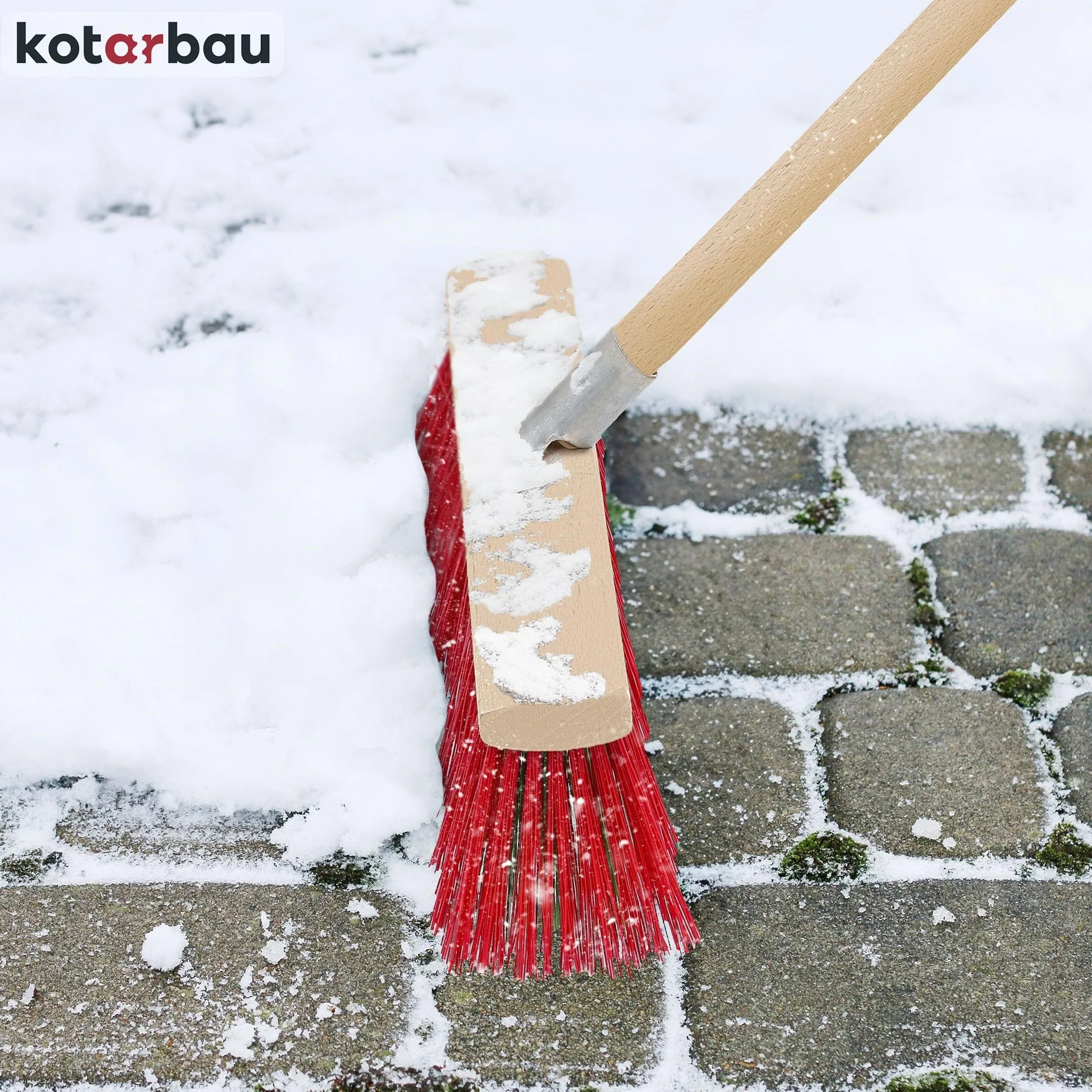 KOTARBAU Scopa da Esterno Spazzolone per Pavimenti 33 cm Industriale Legno PVC