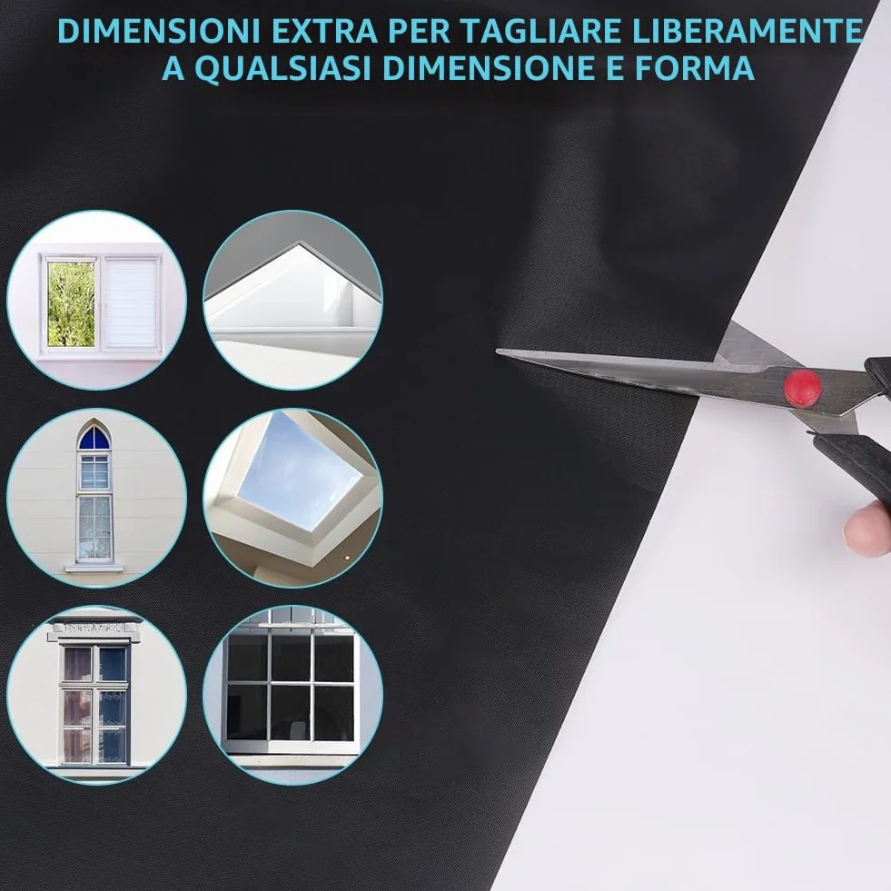 Tessuto Oscurante Finestra 200x145cm Tende Oscuranti per Interni Portatile con 30 Paia di Adesivo