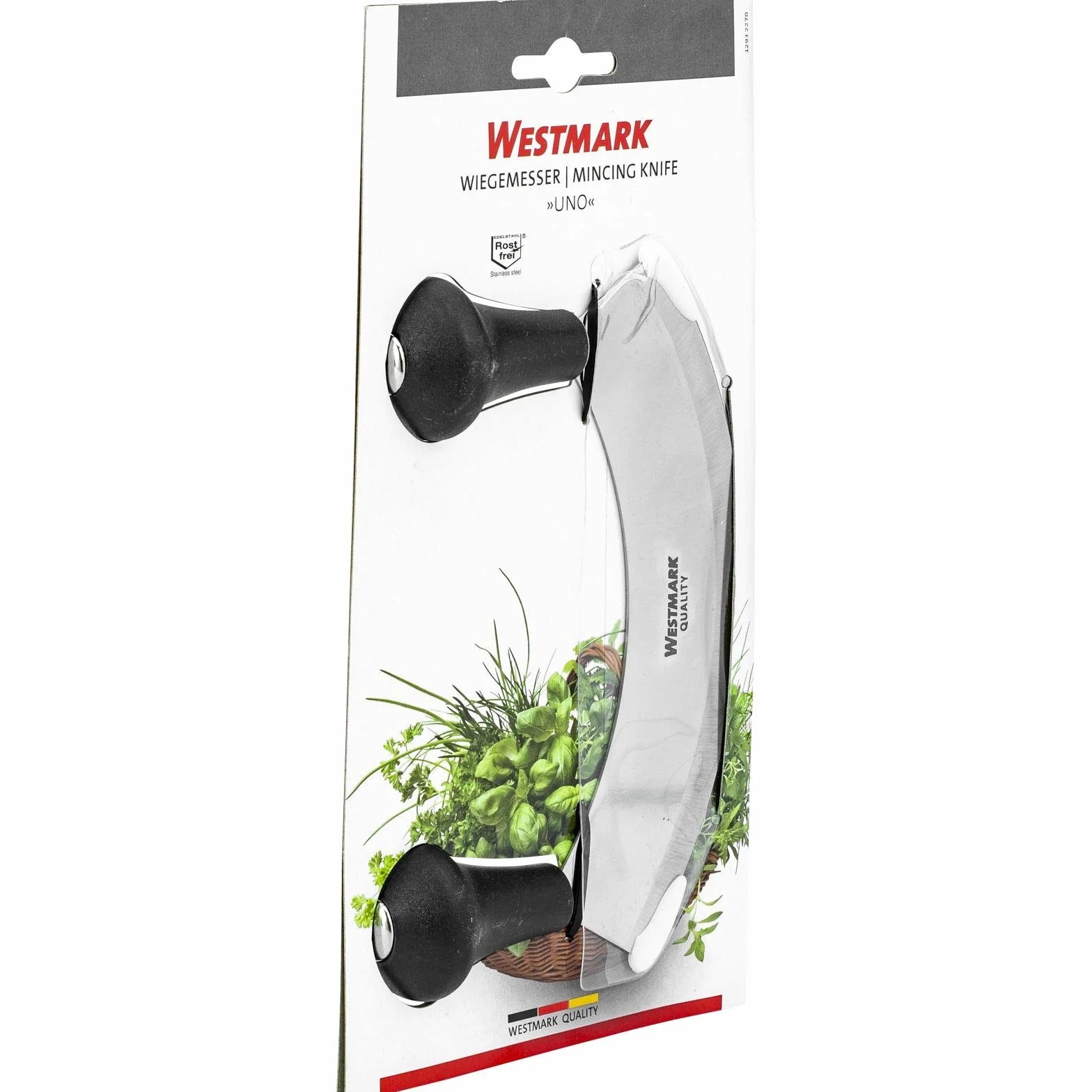 Westmark Mezzaluna, Con 1 lama, Lunghezza: 17 cm, Acciaio inox/Plastica, Argento/Nero, 12932270